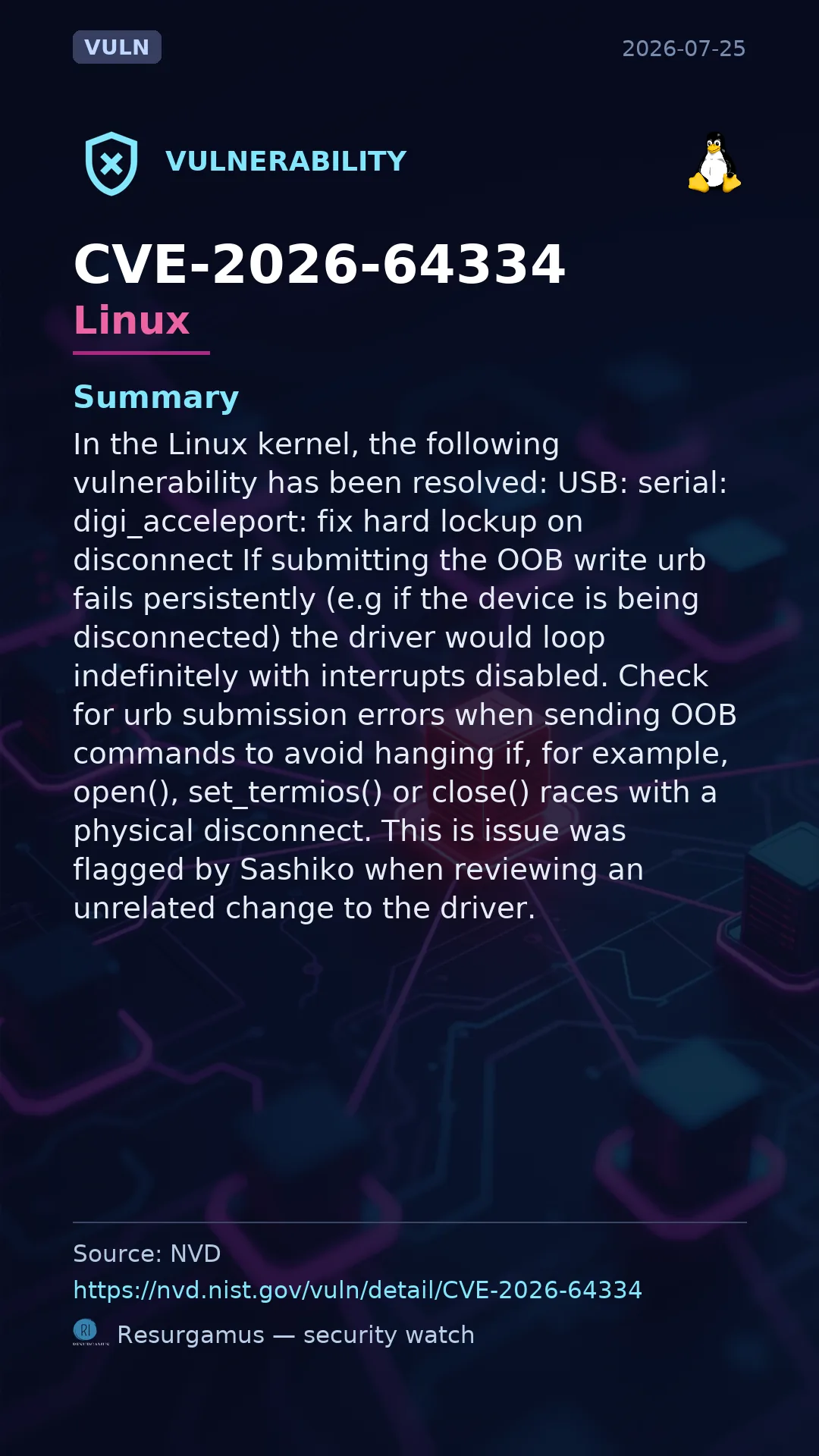 CVE-2026-64334 - Linux vulnerability