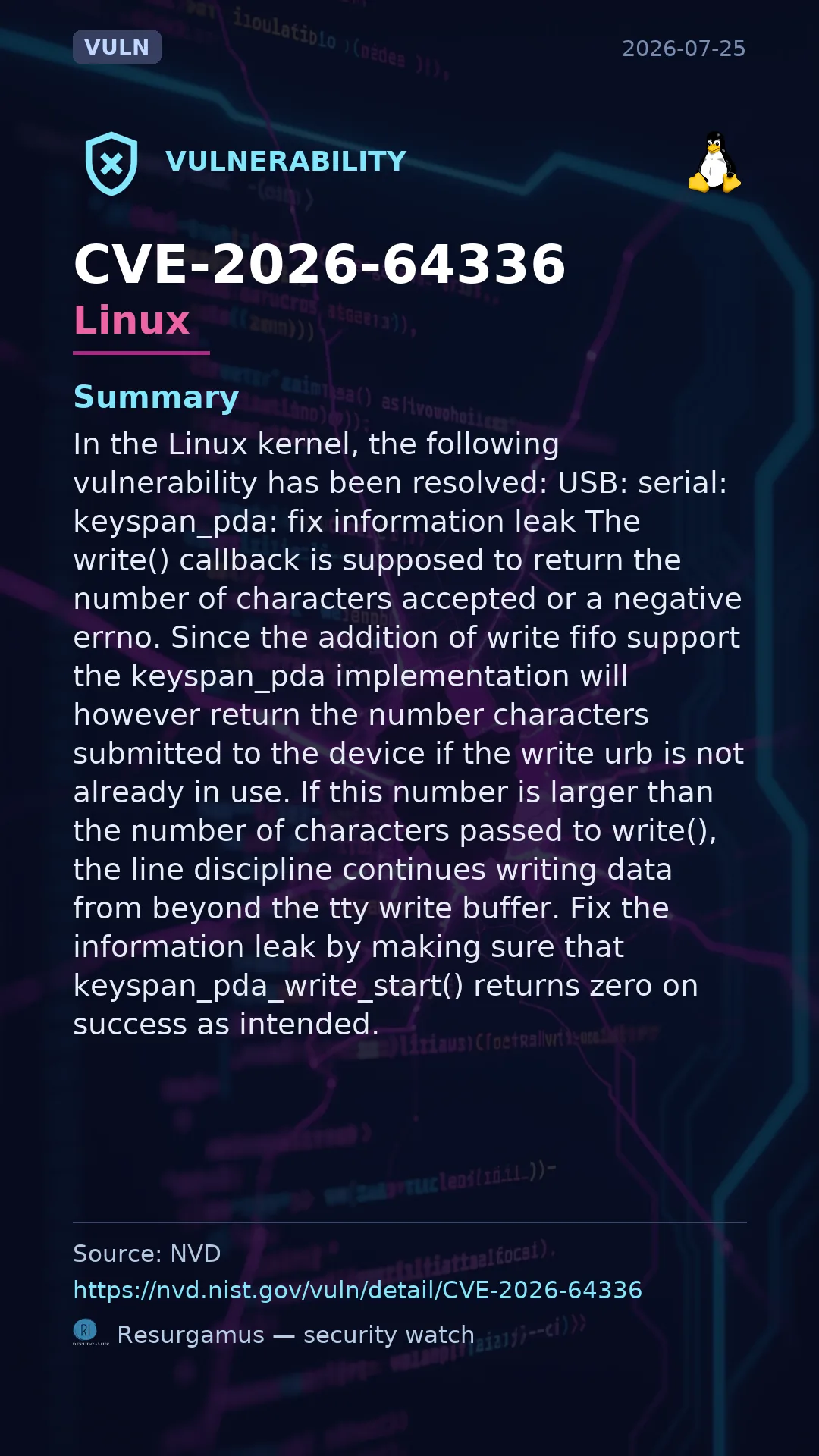 CVE-2026-64336 - Linux vulnerability