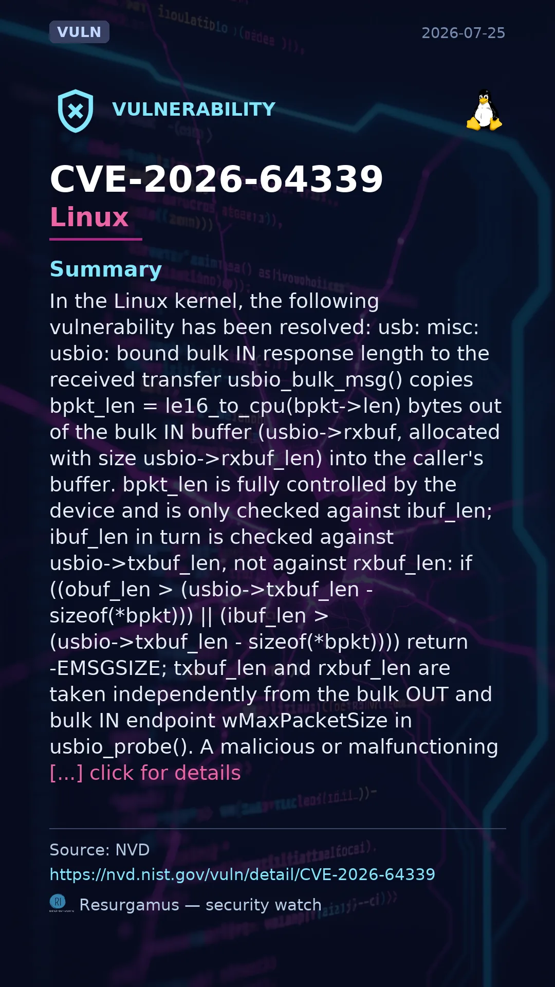 CVE-2026-64339 - Linux vulnerability