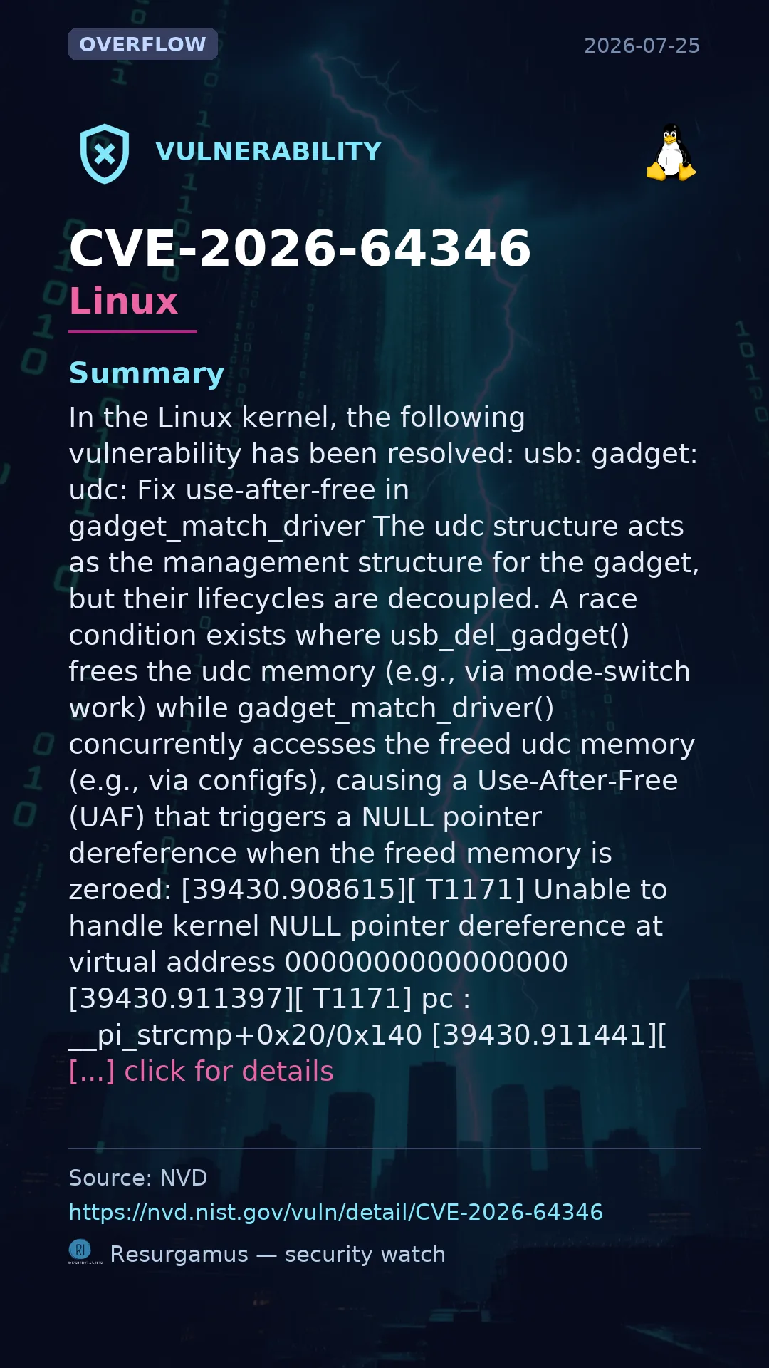 CVE-2026-64346 - Linux vulnerability