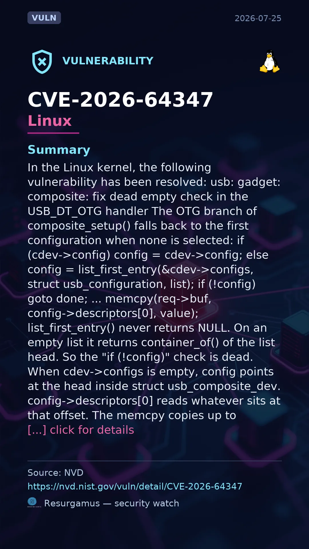CVE-2026-64347 - Linux vulnerability