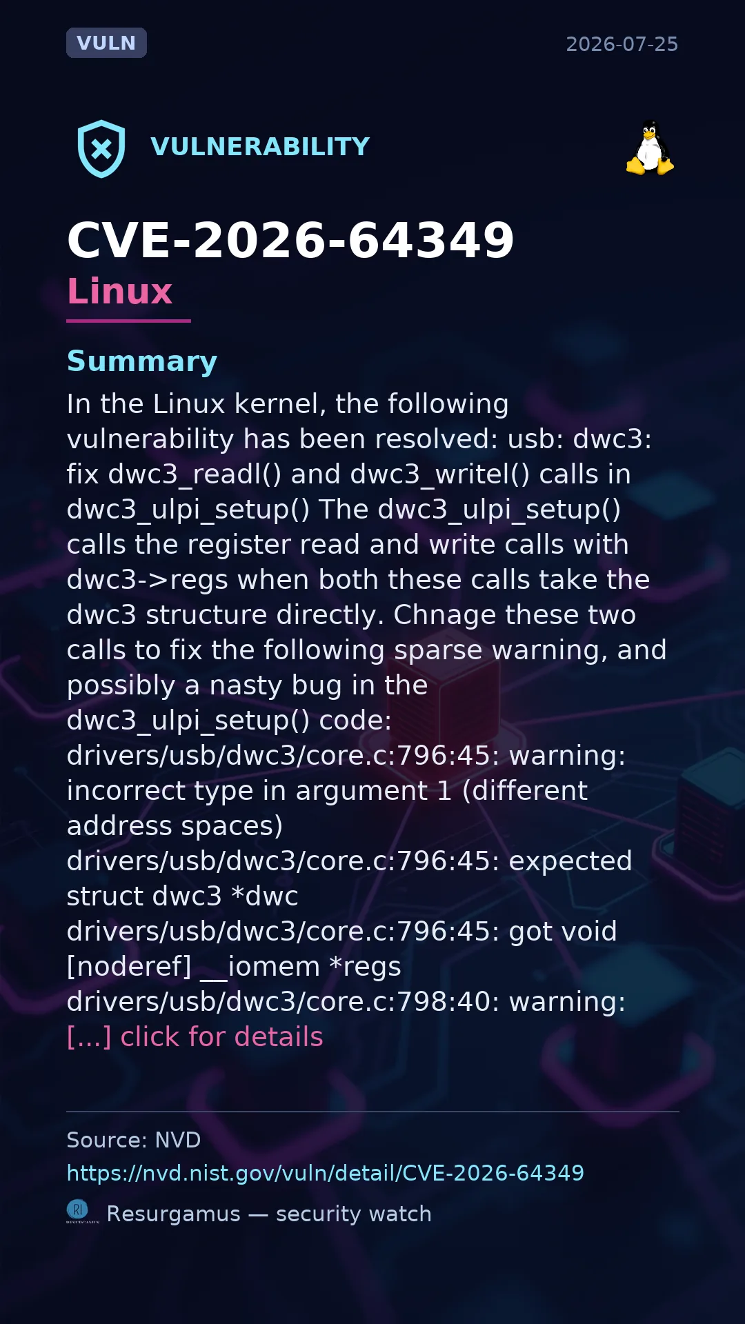 CVE-2026-64349 - Linux vulnerability