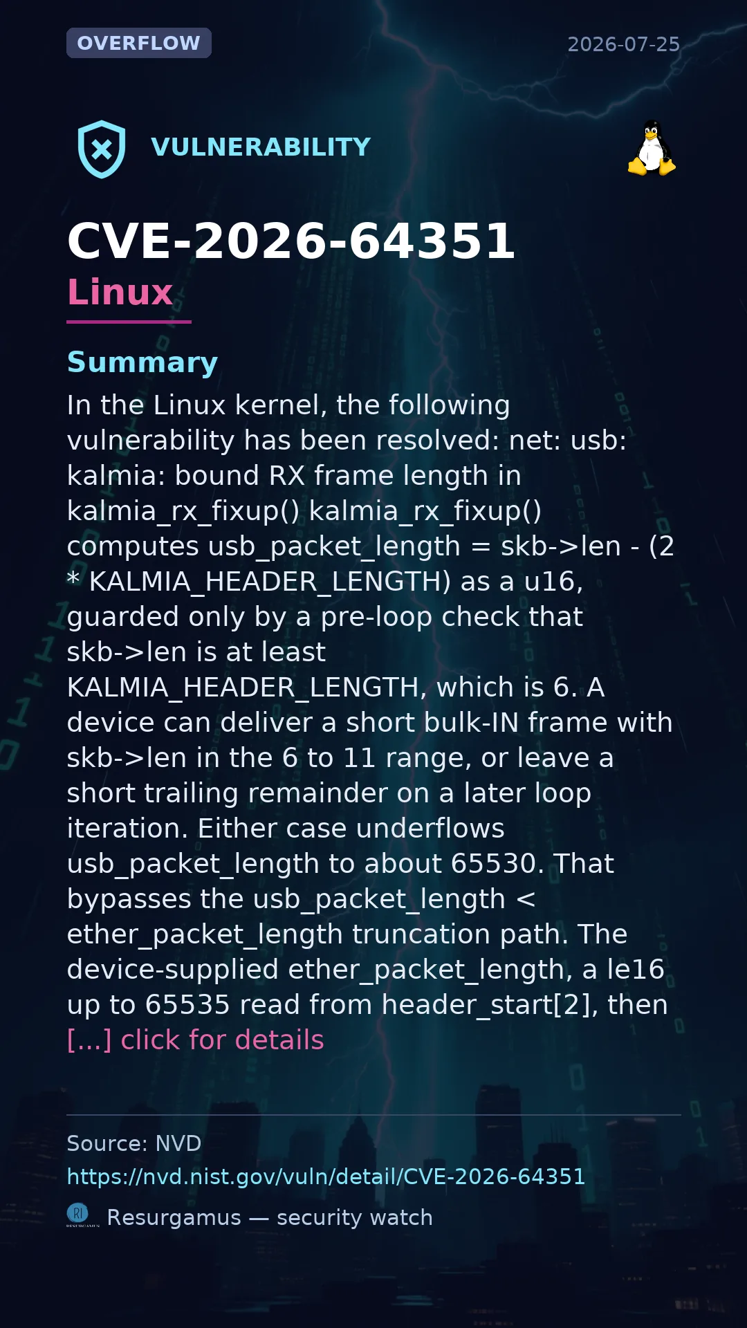 CVE-2026-64351 - Linux vulnerability