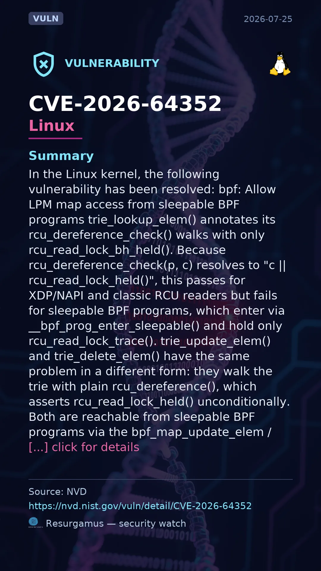 CVE-2026-64352 - Linux vulnerability