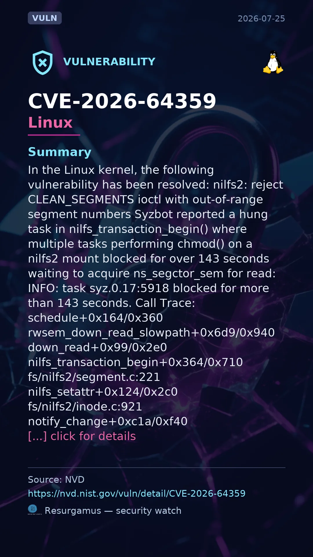 CVE-2026-64359 - Linux vulnerability