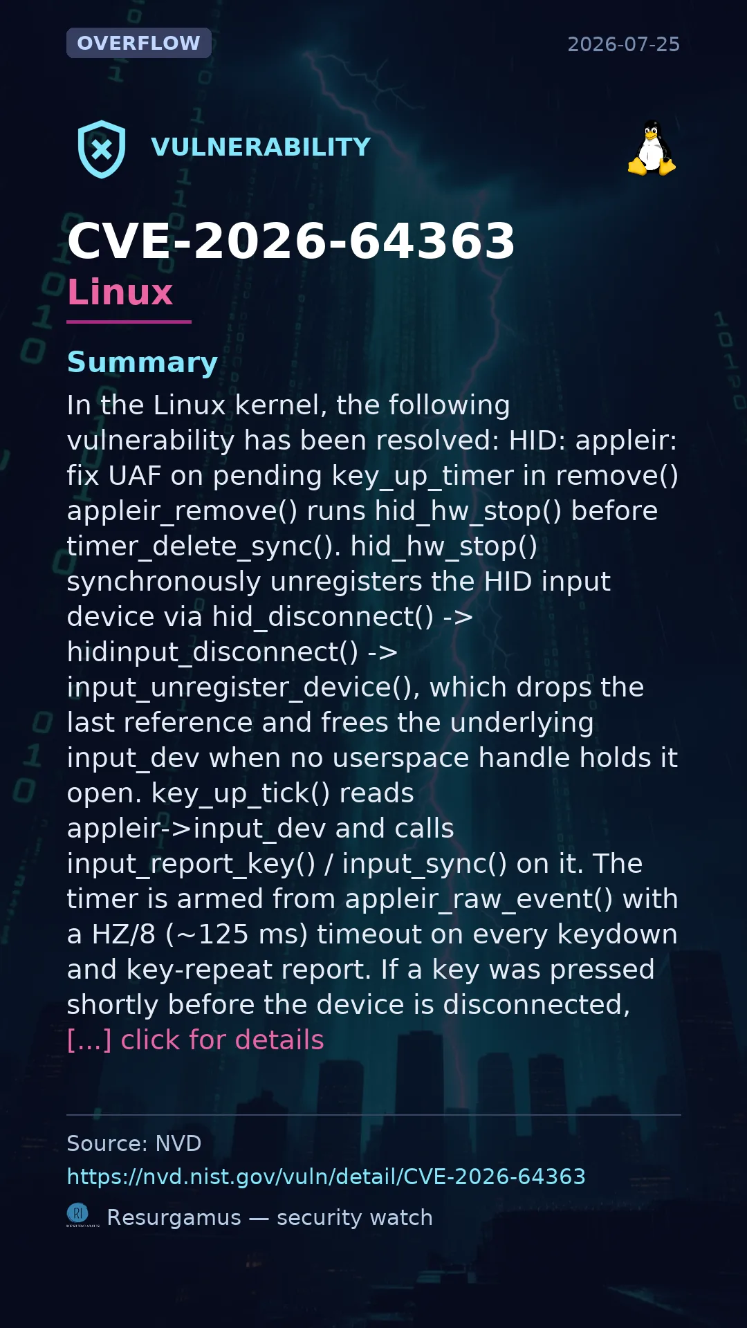 CVE-2026-64363 - Linux vulnerability