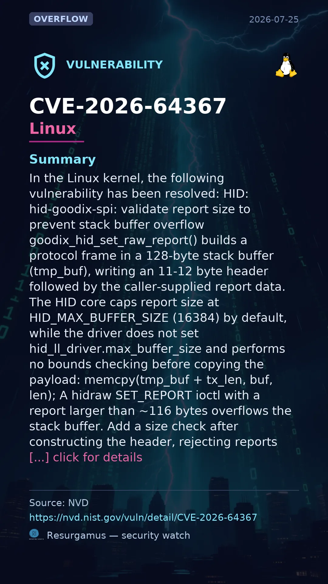CVE-2026-64367 - Linux vulnerability