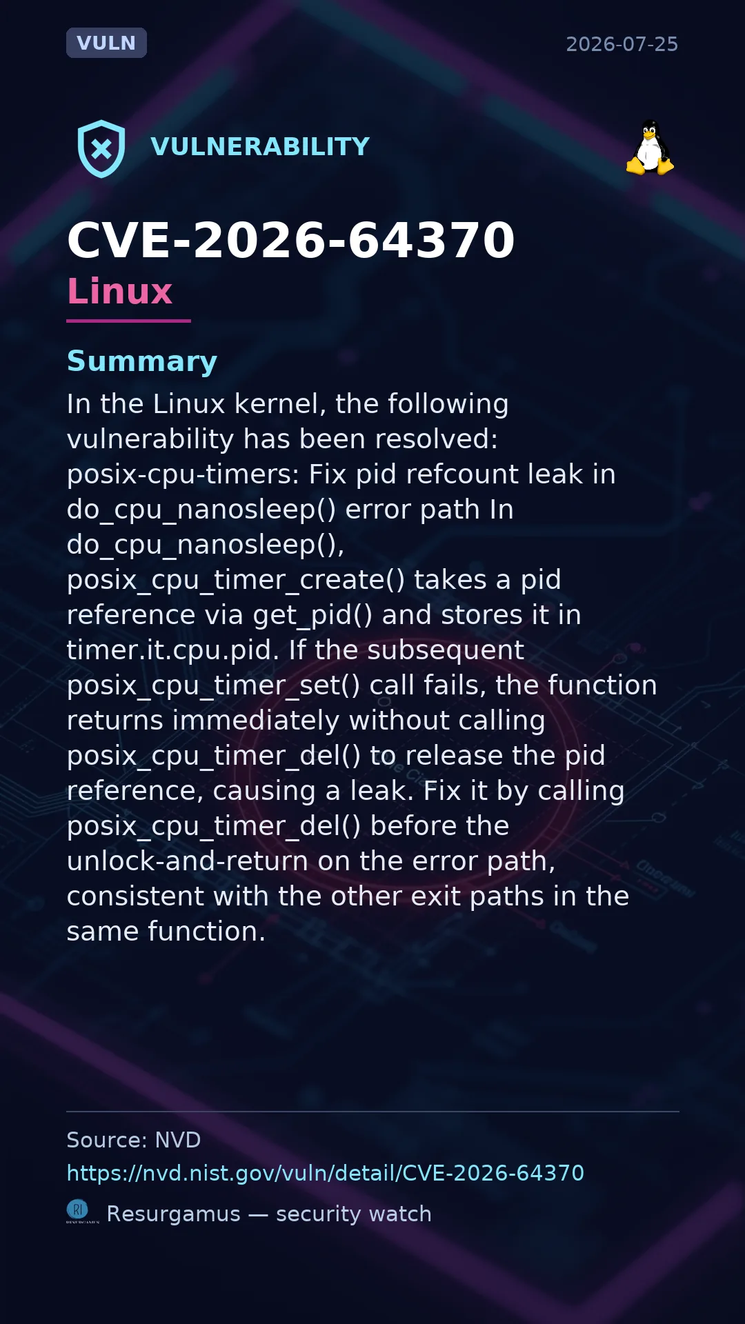 CVE-2026-64370 - Linux vulnerability