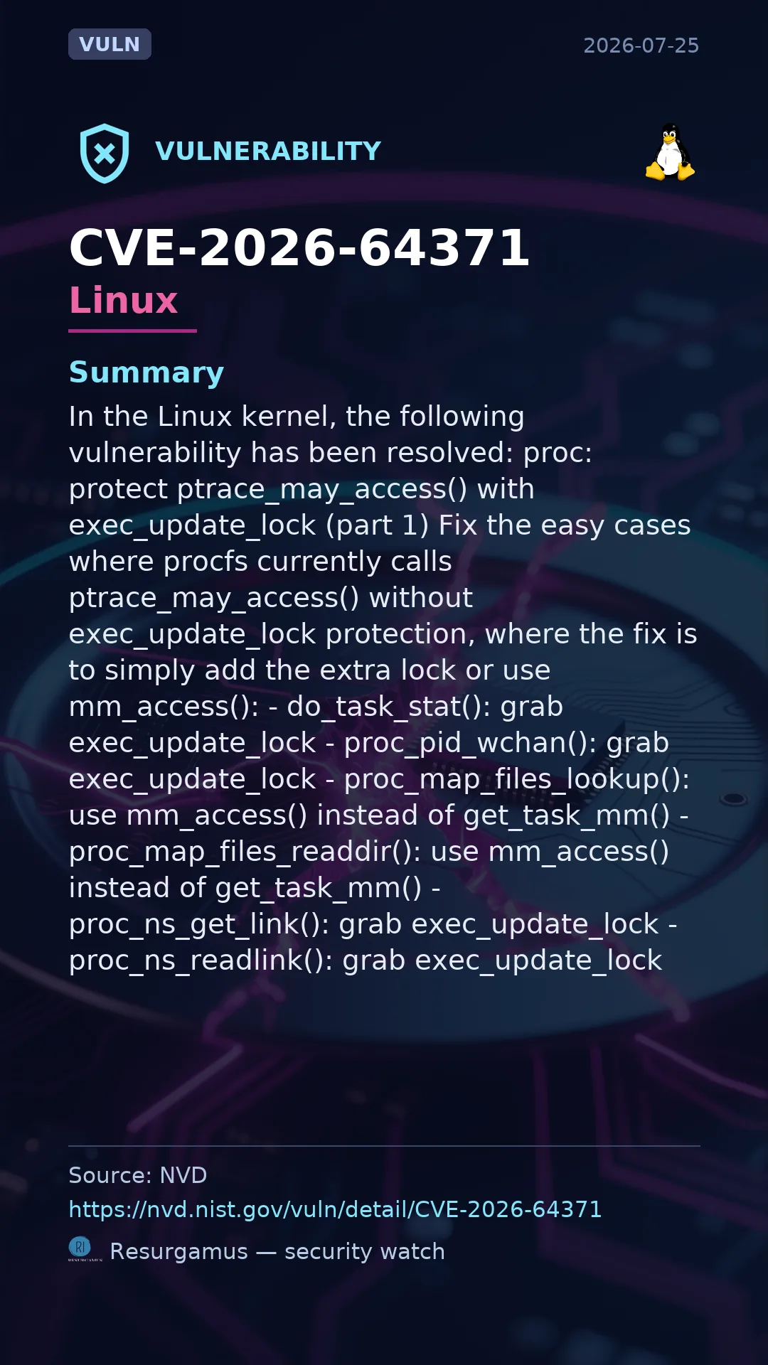 CVE-2026-64371 - Linux vulnerability