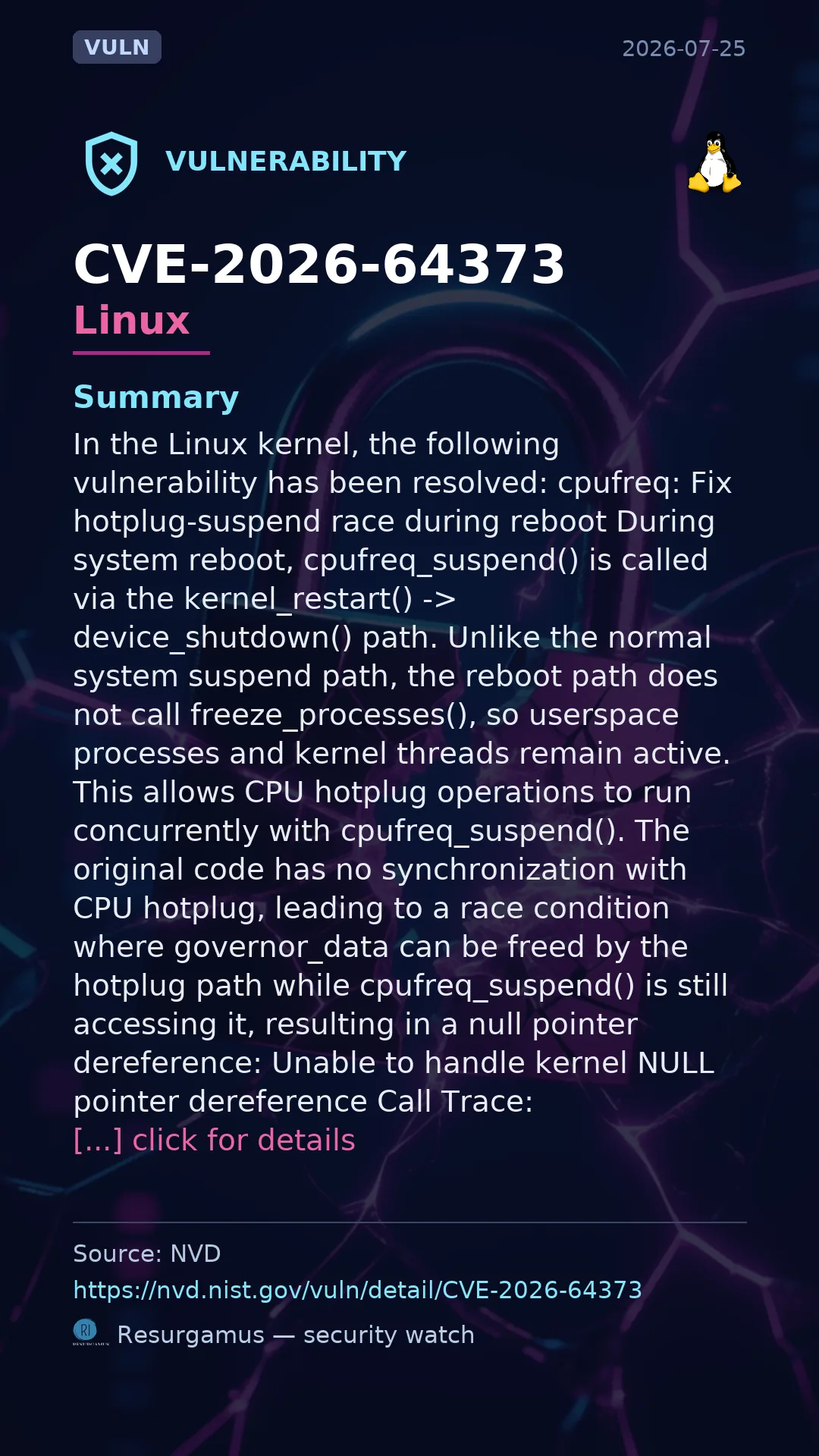 CVE-2026-64373 - Linux vulnerability