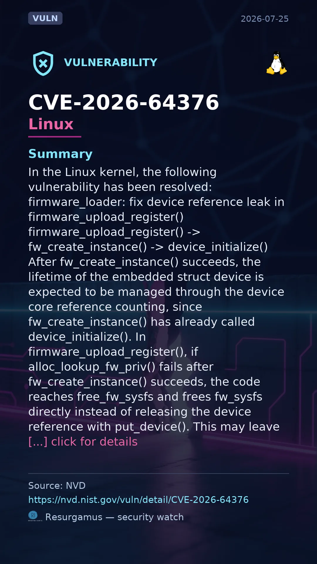 CVE-2026-64376 - Linux vulnerability