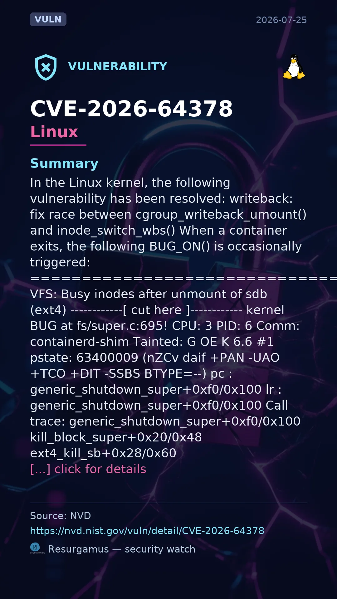 CVE-2026-64378 - Linux vulnerability