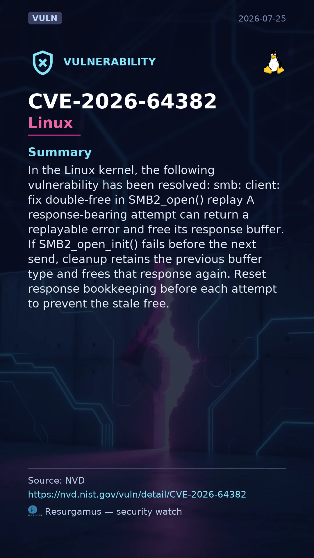 CVE-2026-64382 - Linux vulnerability