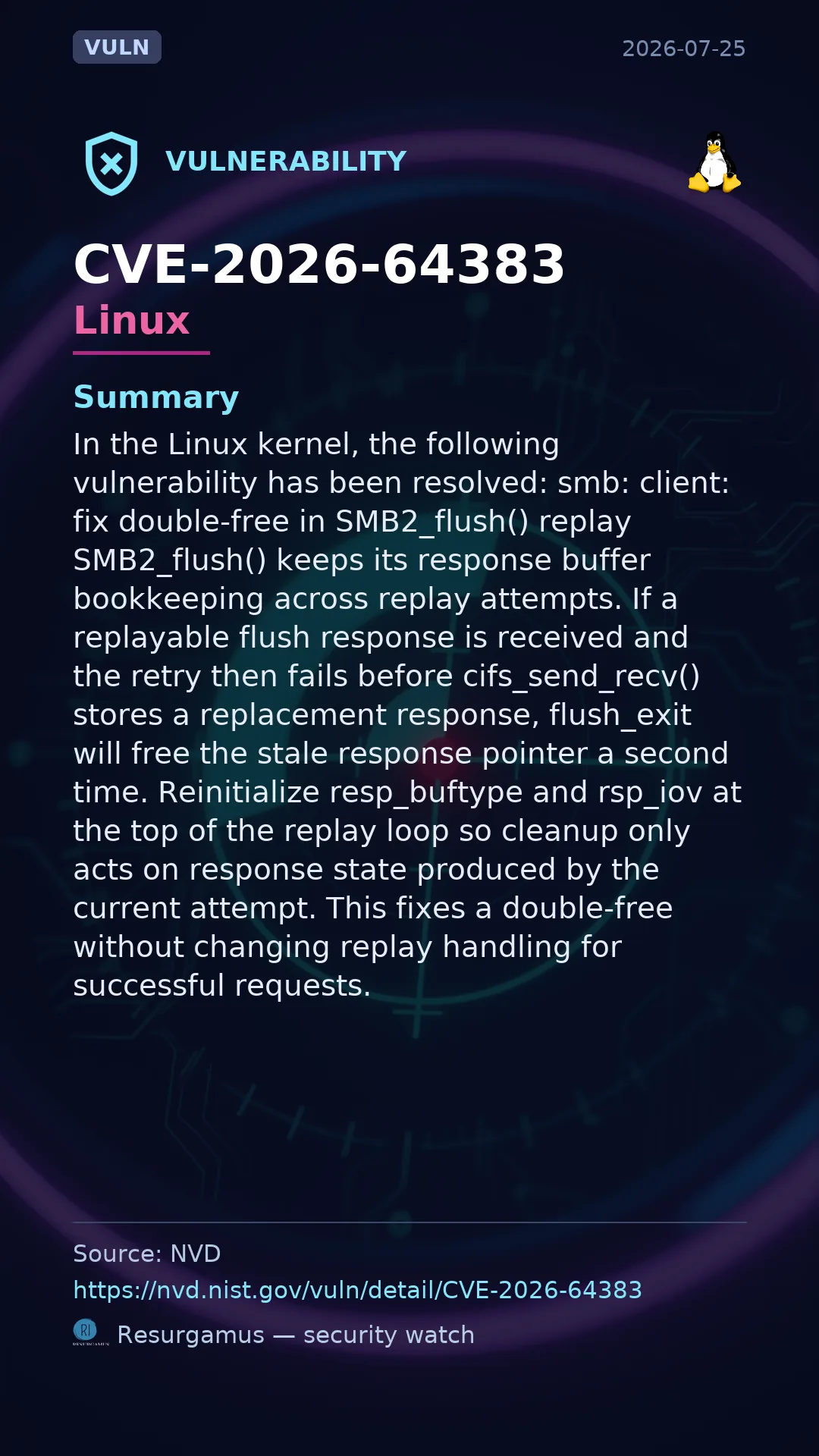 CVE-2026-64383 - Linux vulnerability