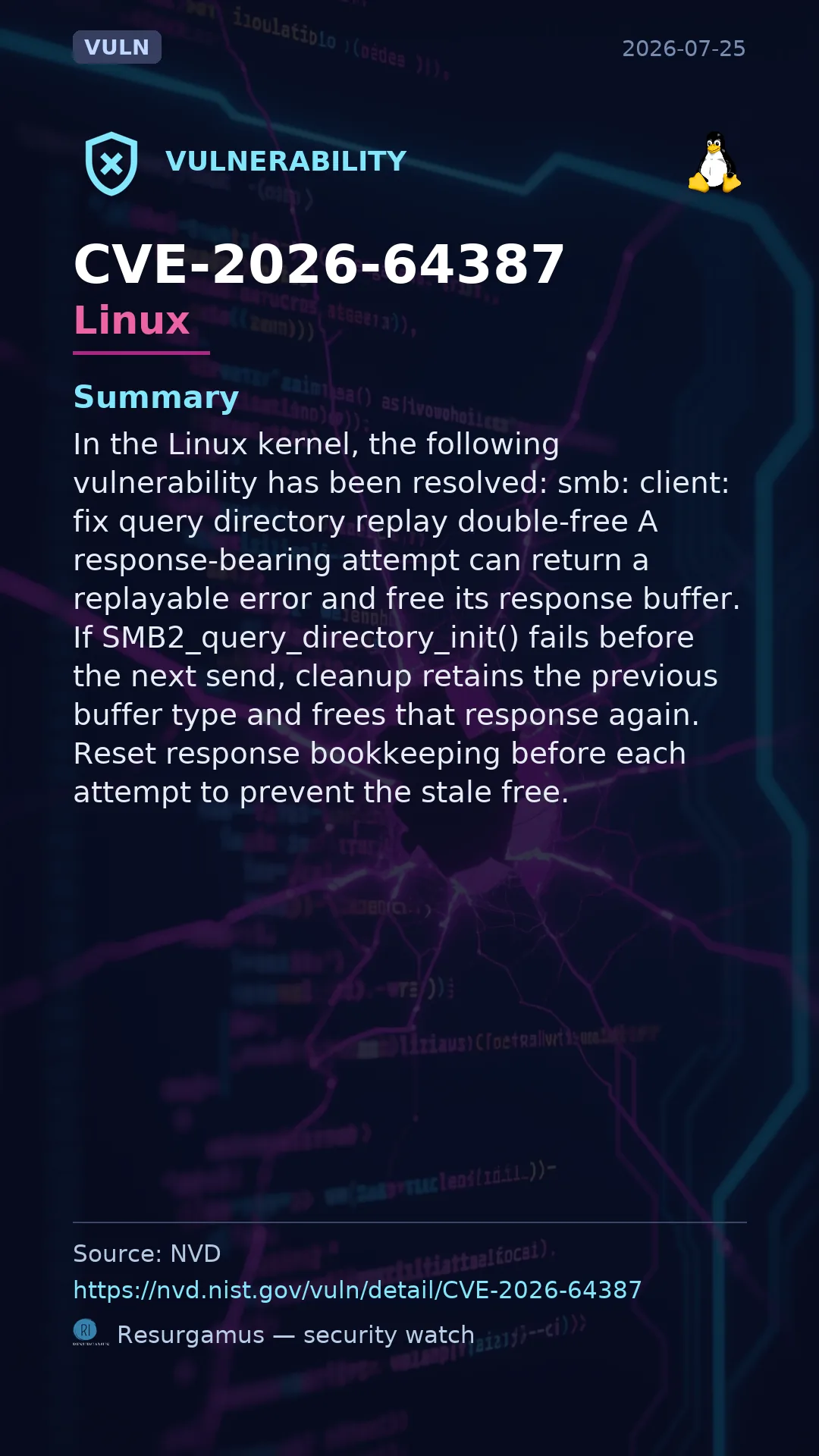 CVE-2026-64387 - Linux vulnerability