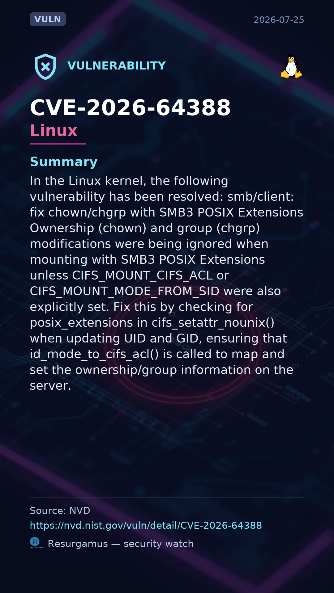 CVE-2026-64388 - Linux vulnerability