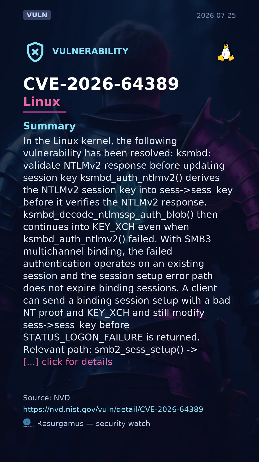 CVE-2026-64389 - Linux vulnerability