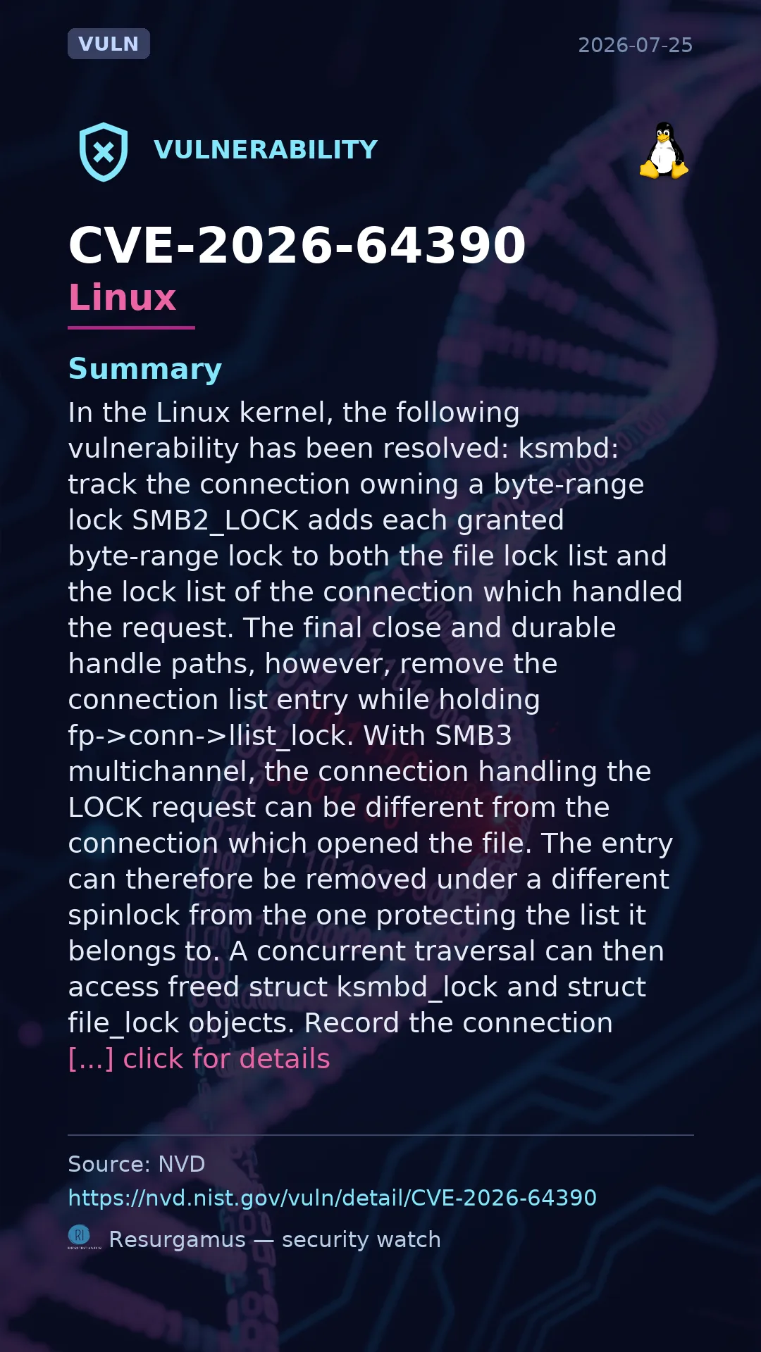 CVE-2026-64390 - Linux vulnerability