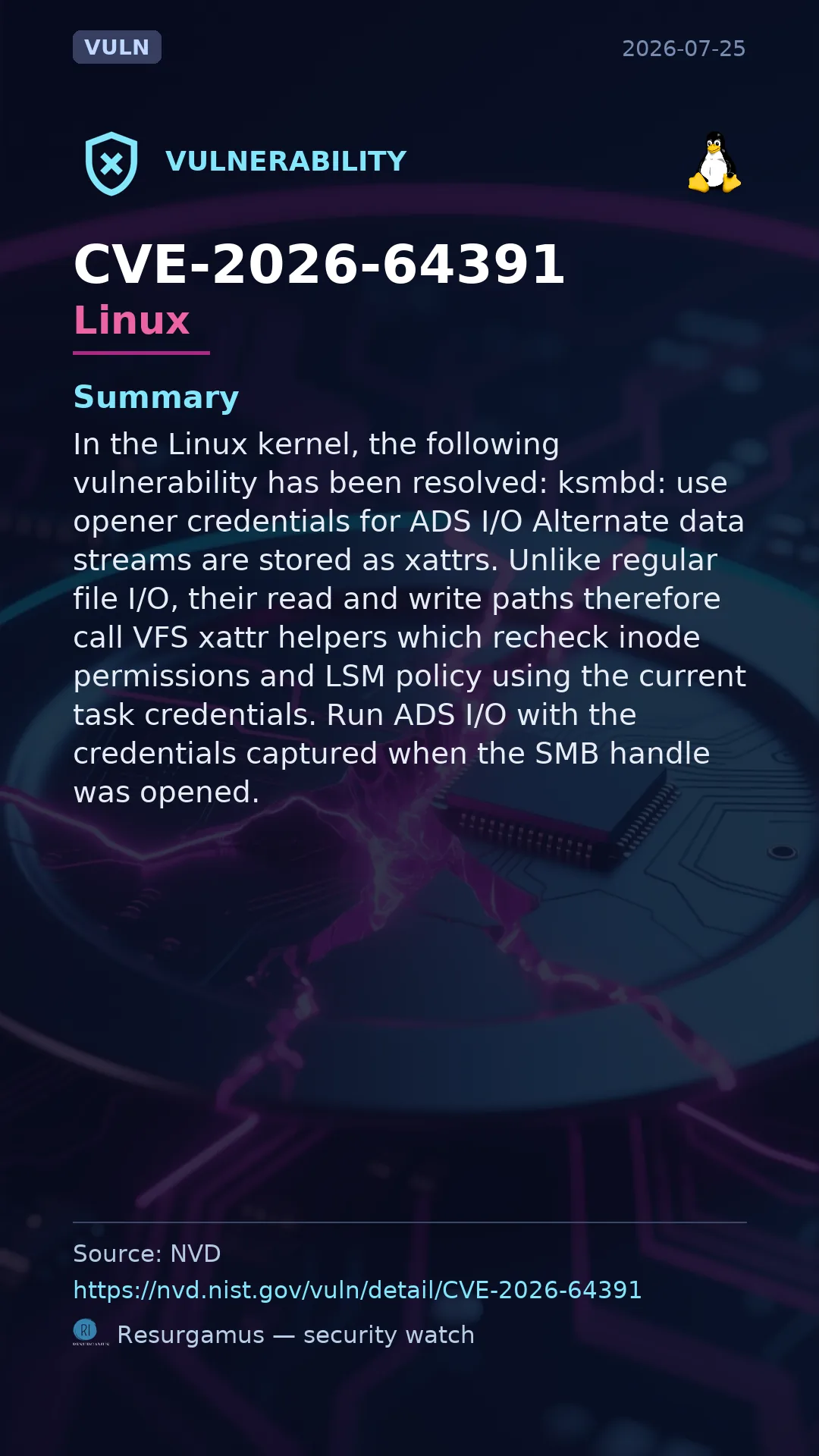 CVE-2026-64391 - Linux vulnerability