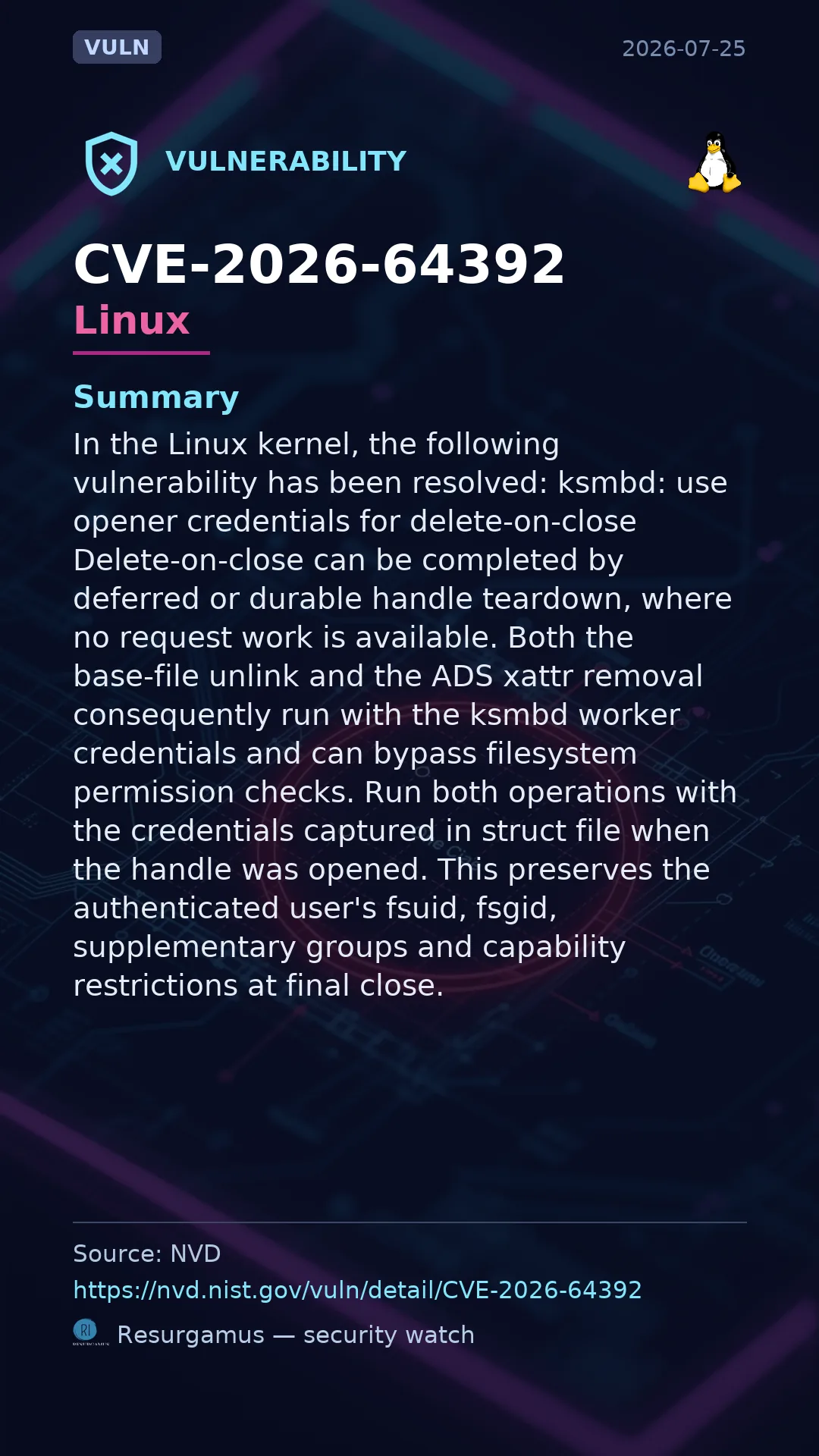CVE-2026-64392 - Linux vulnerability