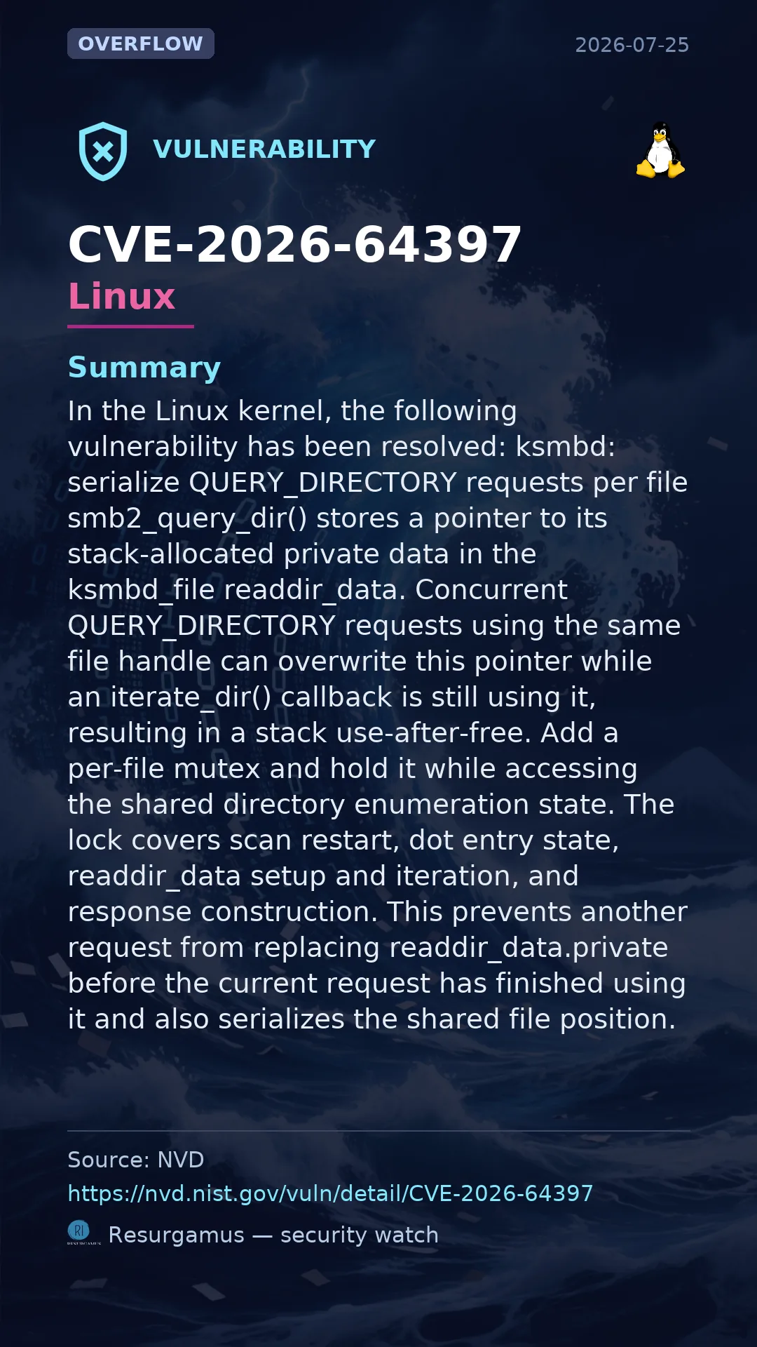 CVE-2026-64397 - Linux vulnerability