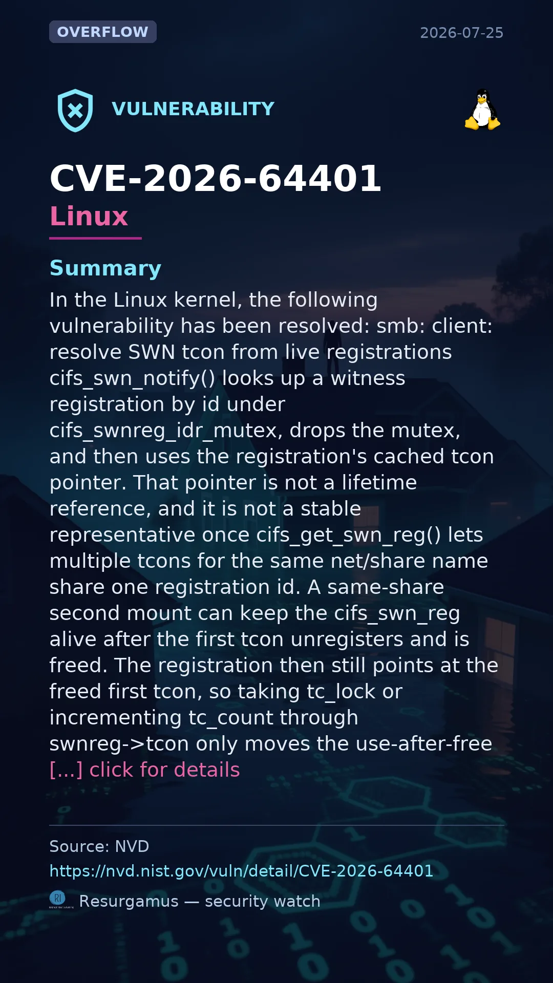 CVE-2026-64401 - Linux vulnerability