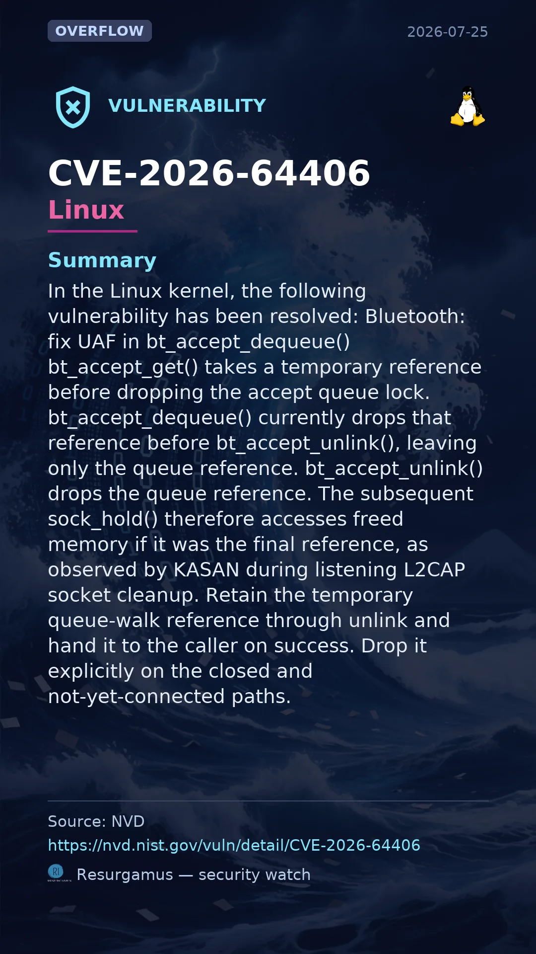 CVE-2026-64406 - Linux vulnerability