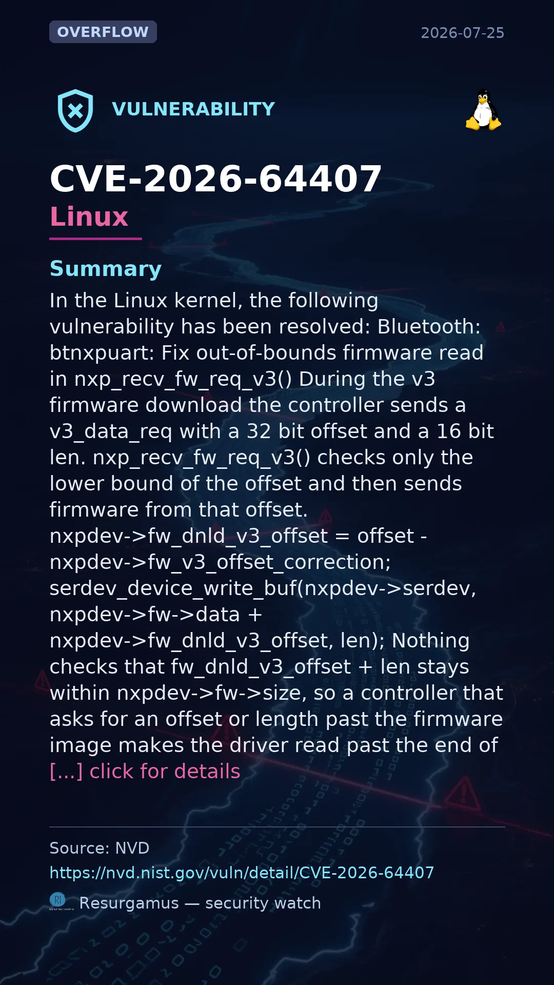 CVE-2026-64407 - Linux vulnerability