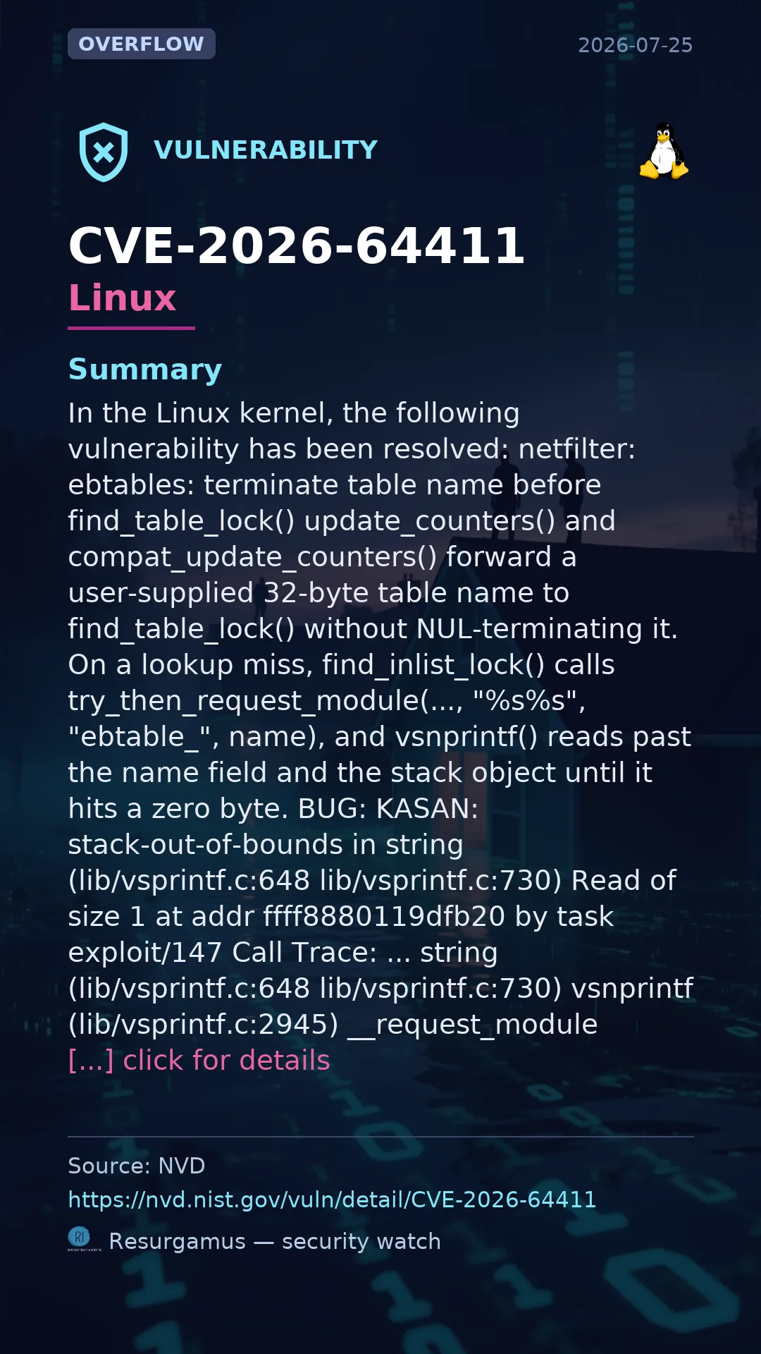 CVE-2026-64411 - Linux vulnerability