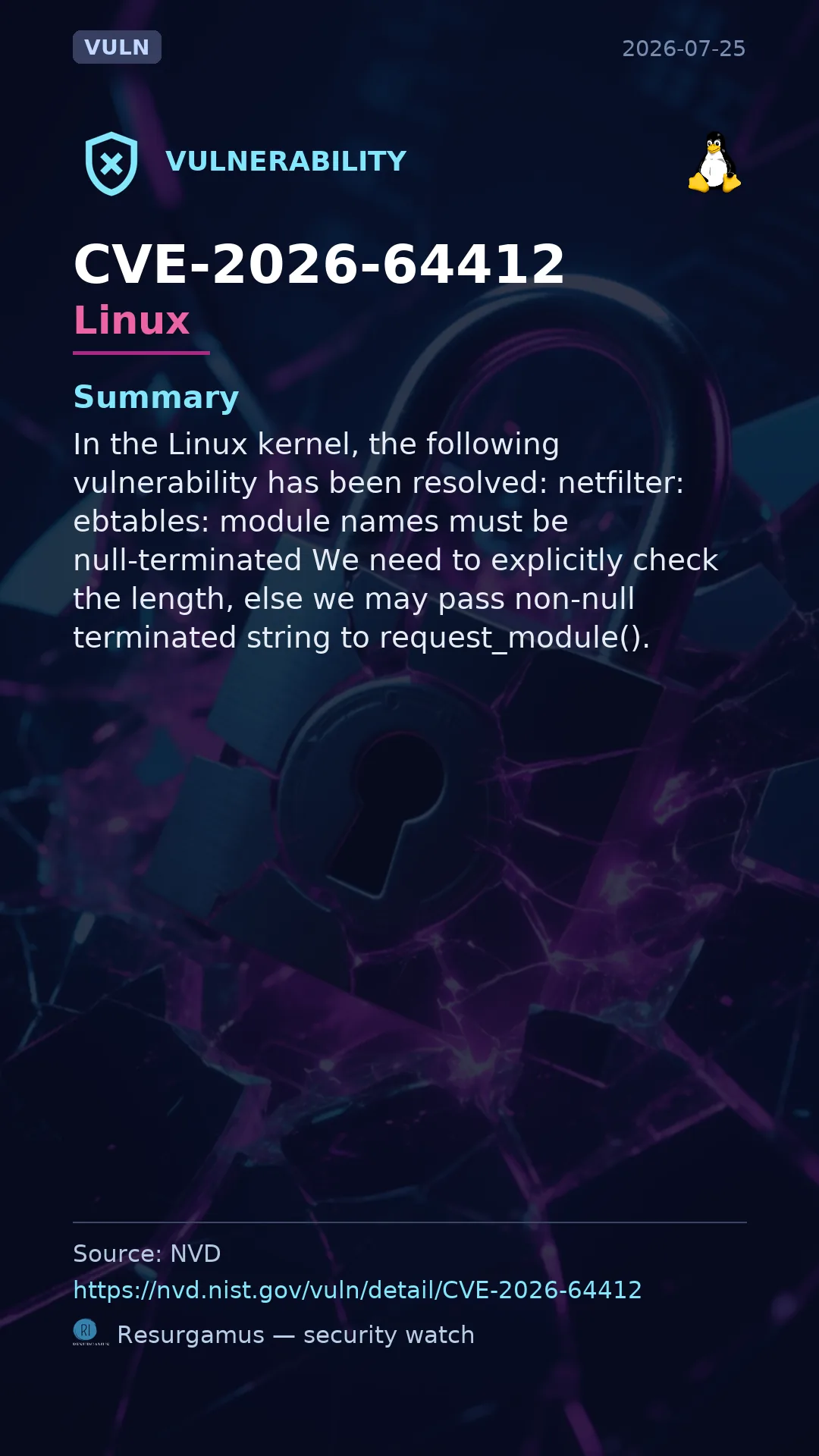 CVE-2026-64412 - Linux vulnerability