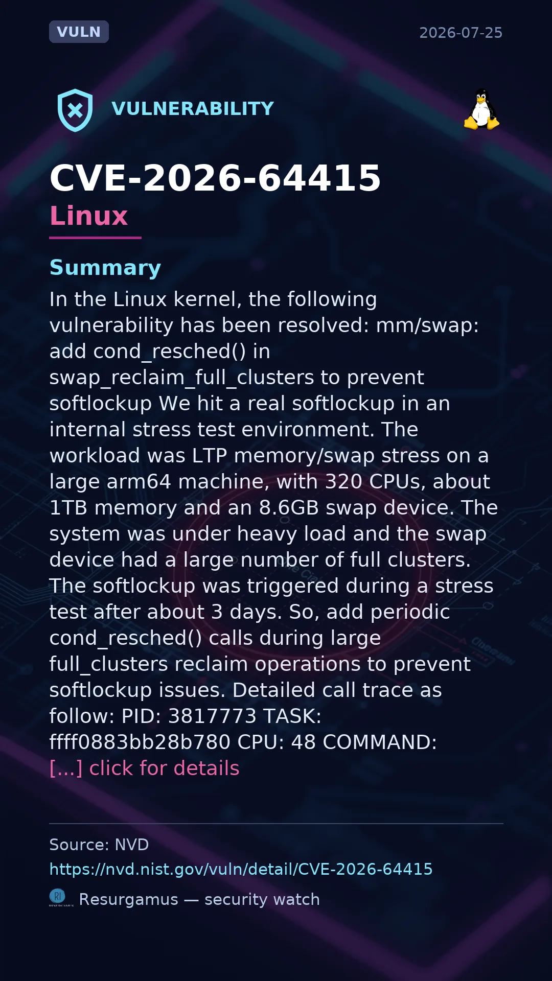CVE-2026-64415 - Linux vulnerability