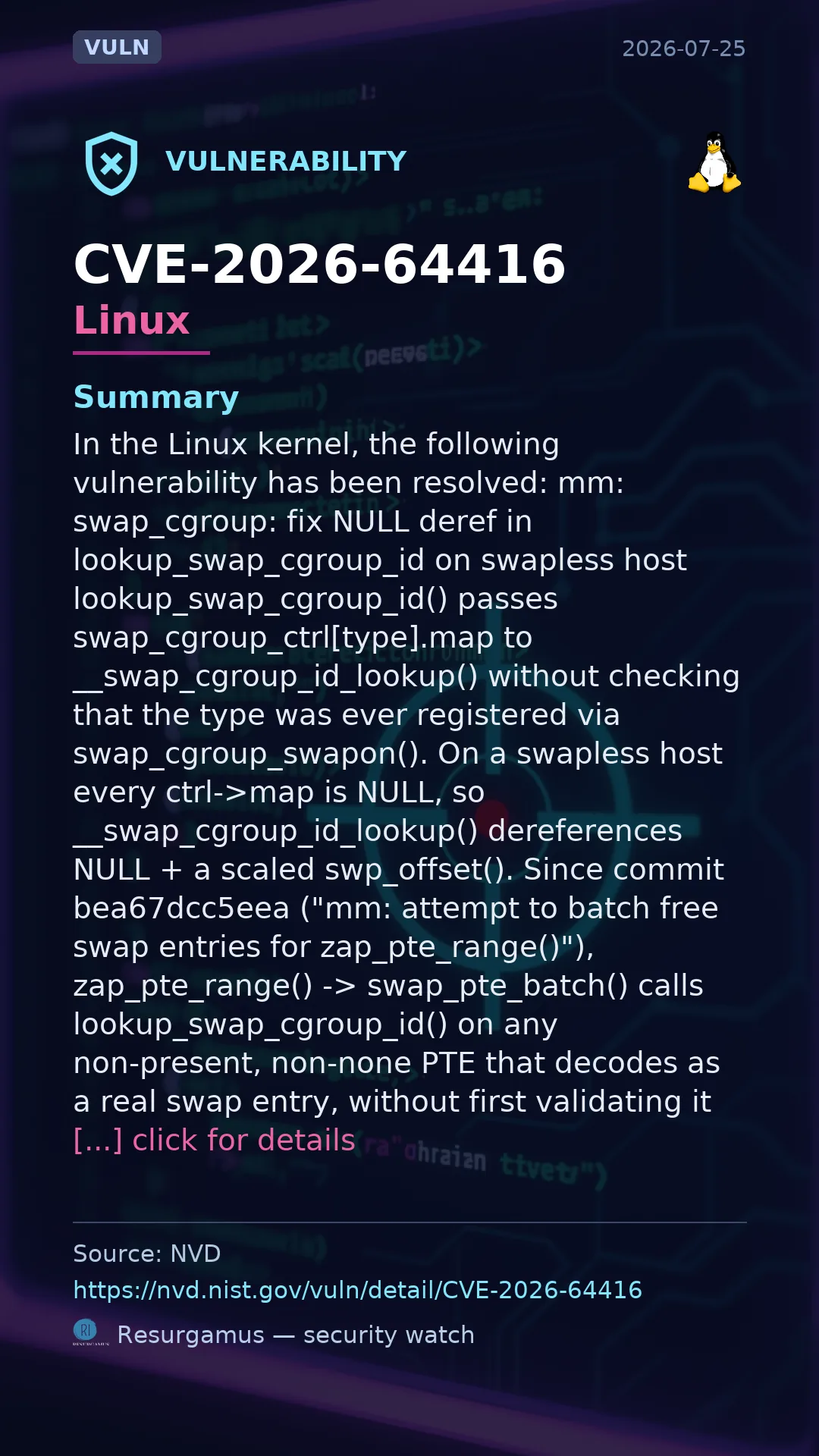 CVE-2026-64416 - Linux vulnerability