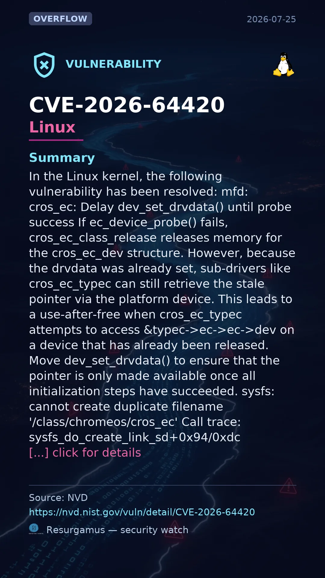 CVE-2026-64420 - Linux vulnerability