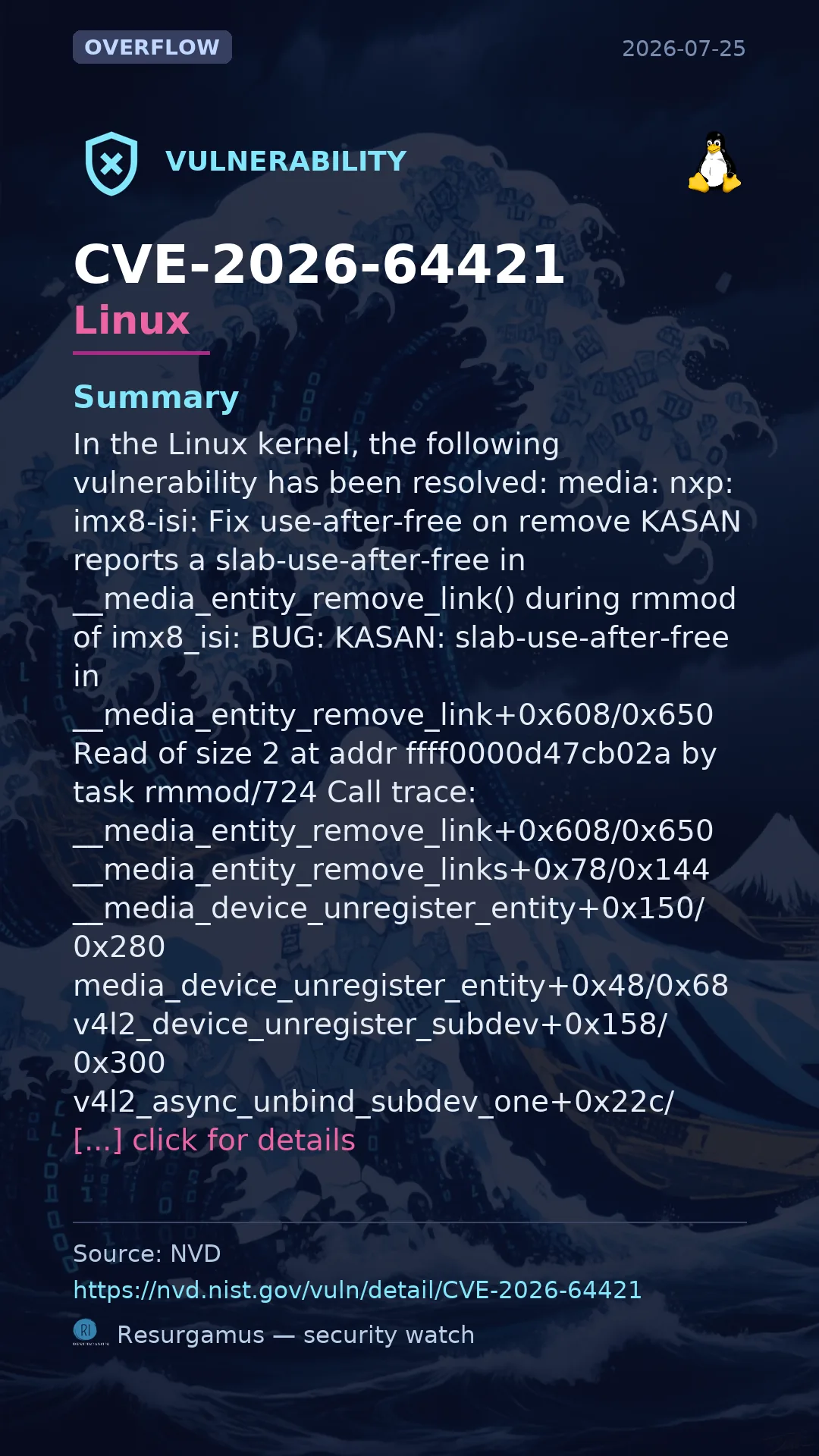 CVE-2026-64421 - Linux vulnerability