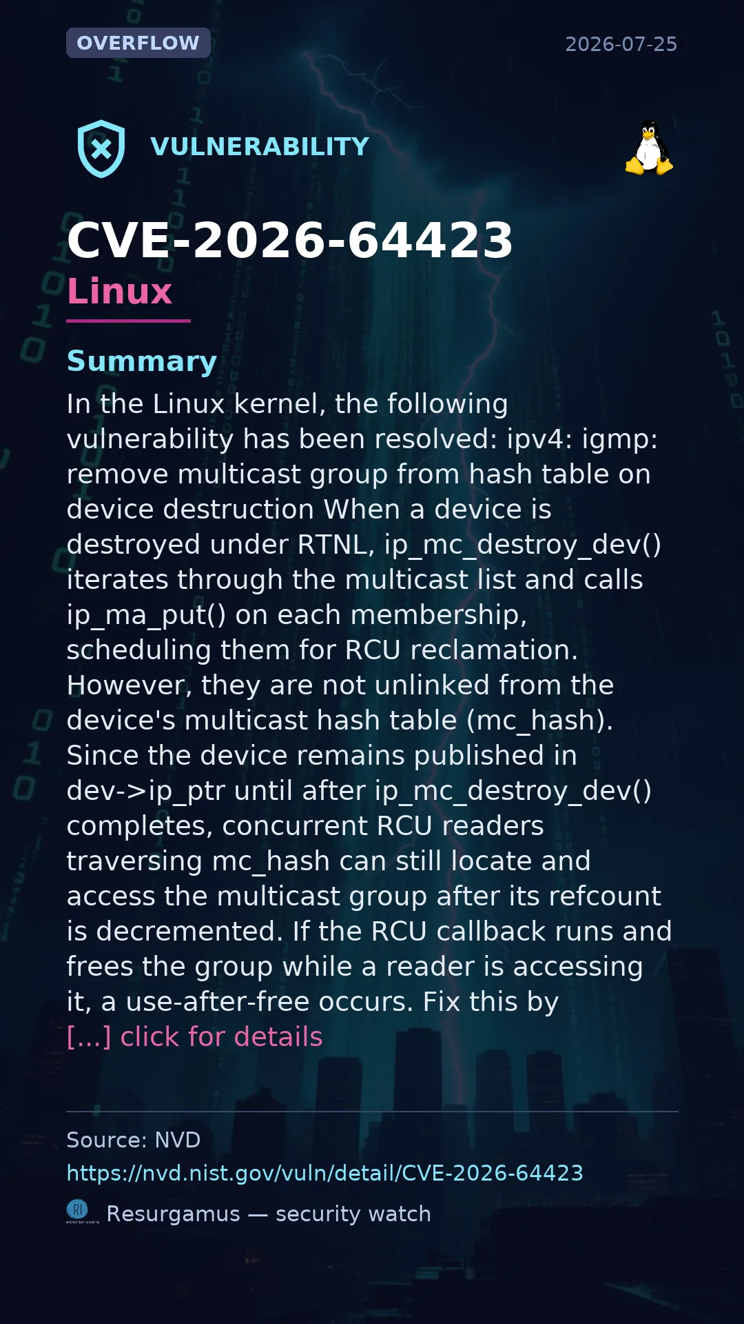 CVE-2026-64423 - Linux vulnerability