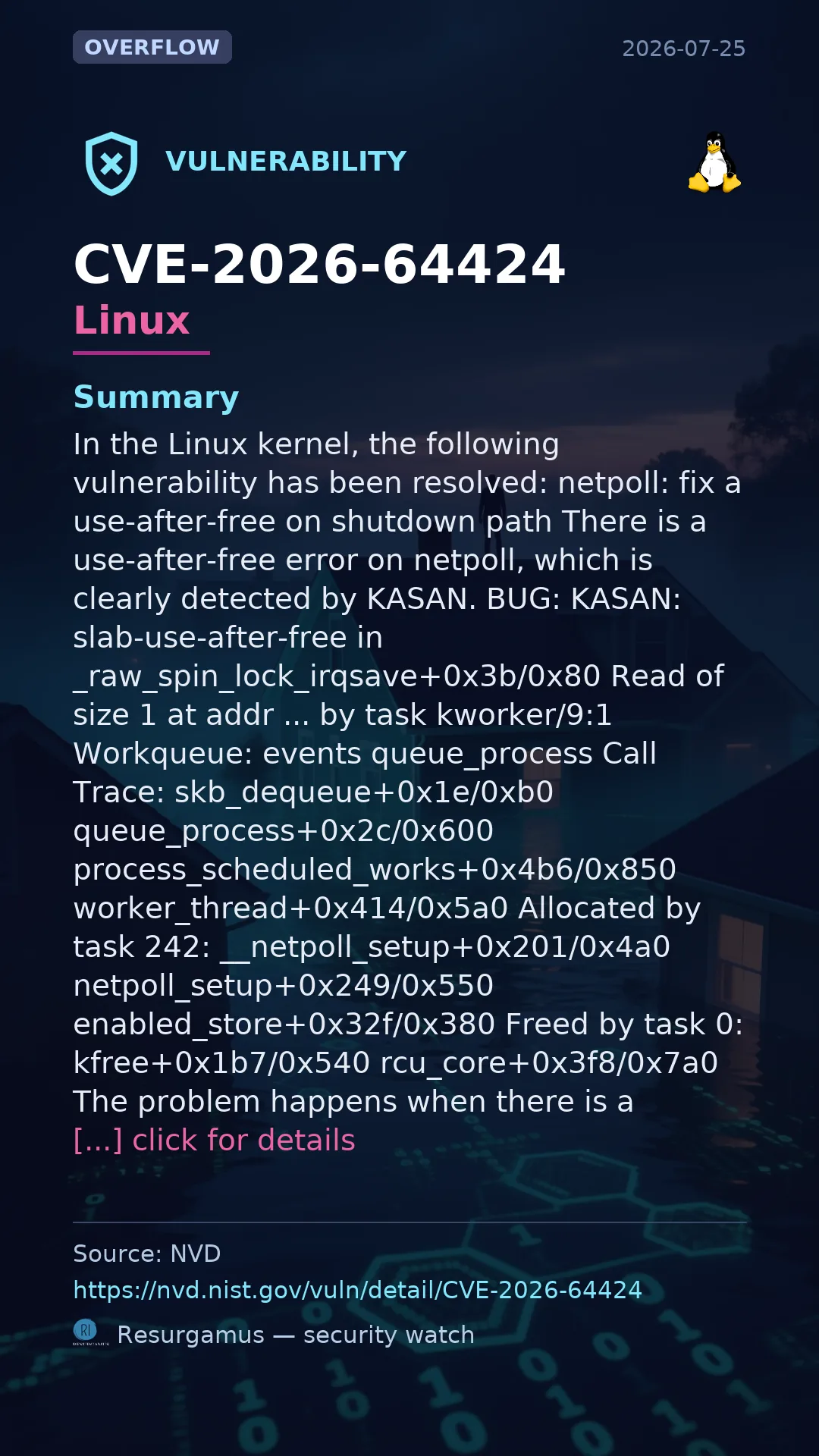 CVE-2026-64424 - Linux vulnerability
