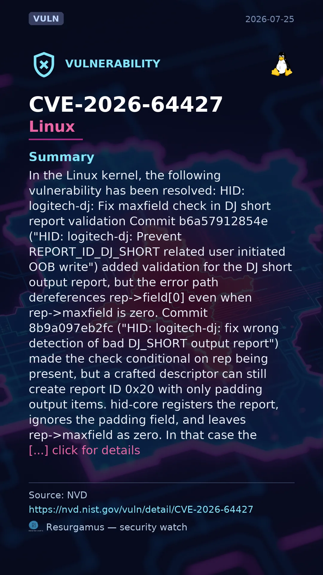 CVE-2026-64427 - Linux vulnerability