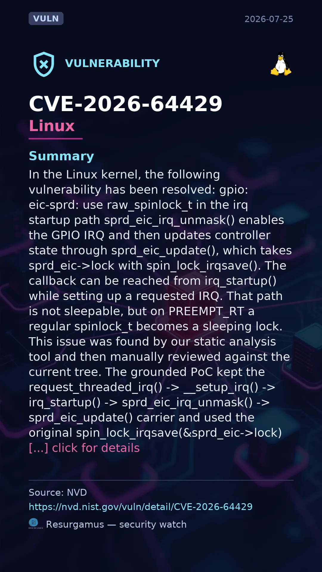 CVE-2026-64429 - Linux vulnerability