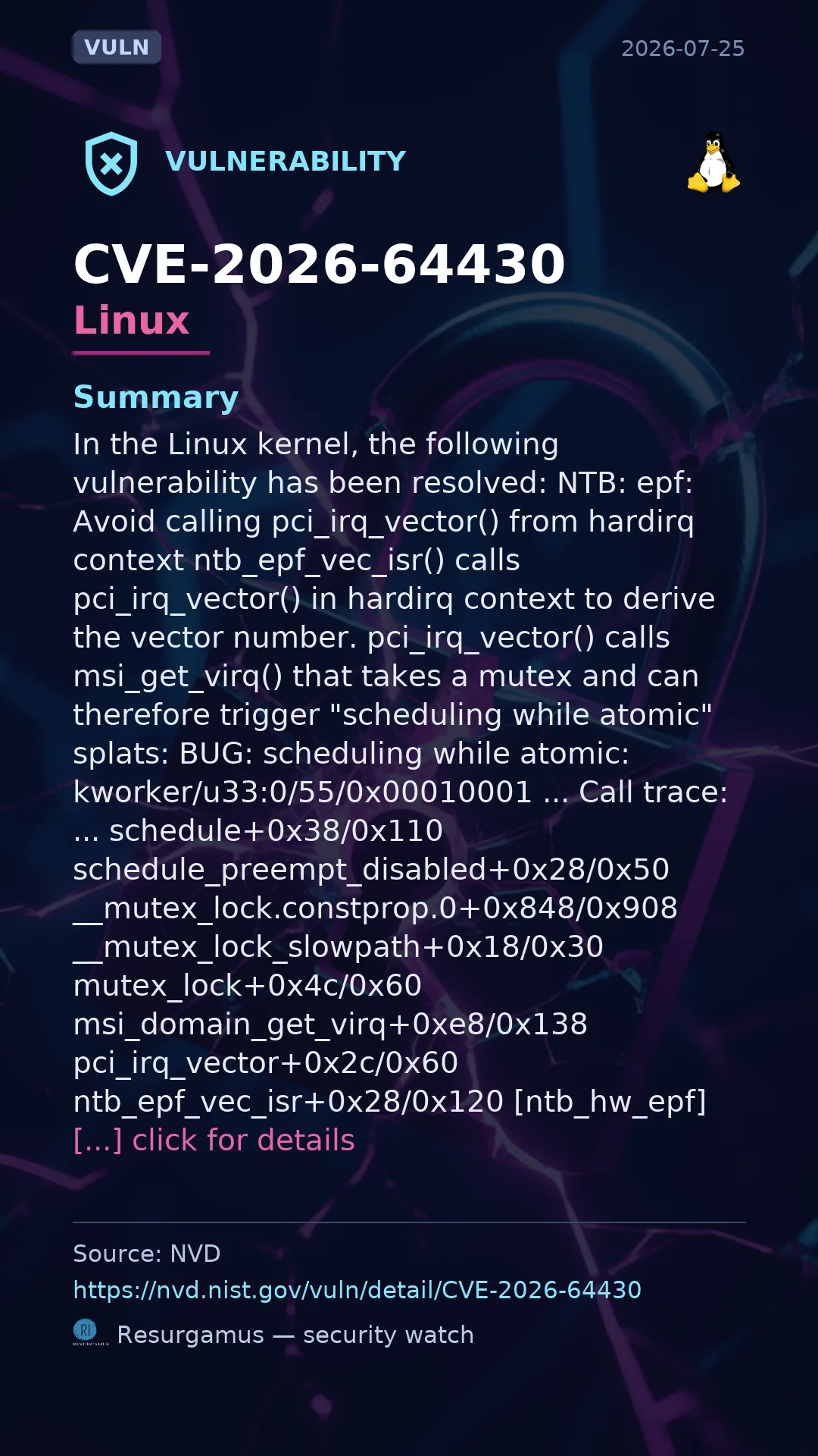 CVE-2026-64430 - Linux vulnerability