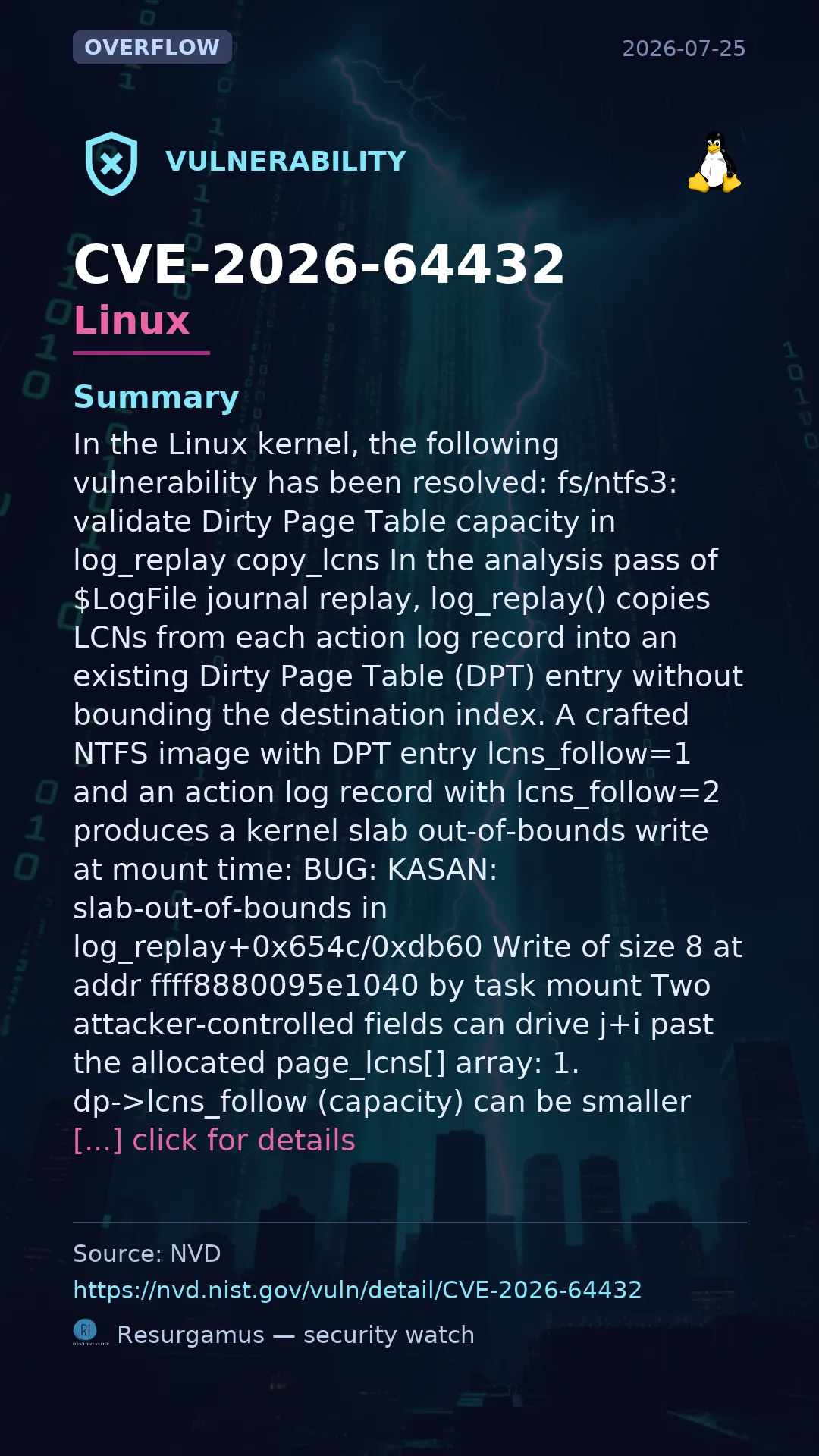 CVE-2026-64432 - Linux vulnerability