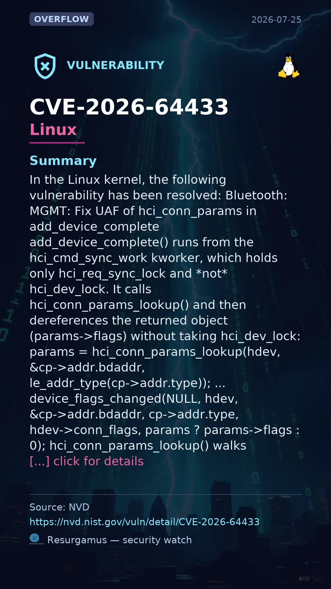 CVE-2026-64433 - Linux vulnerability