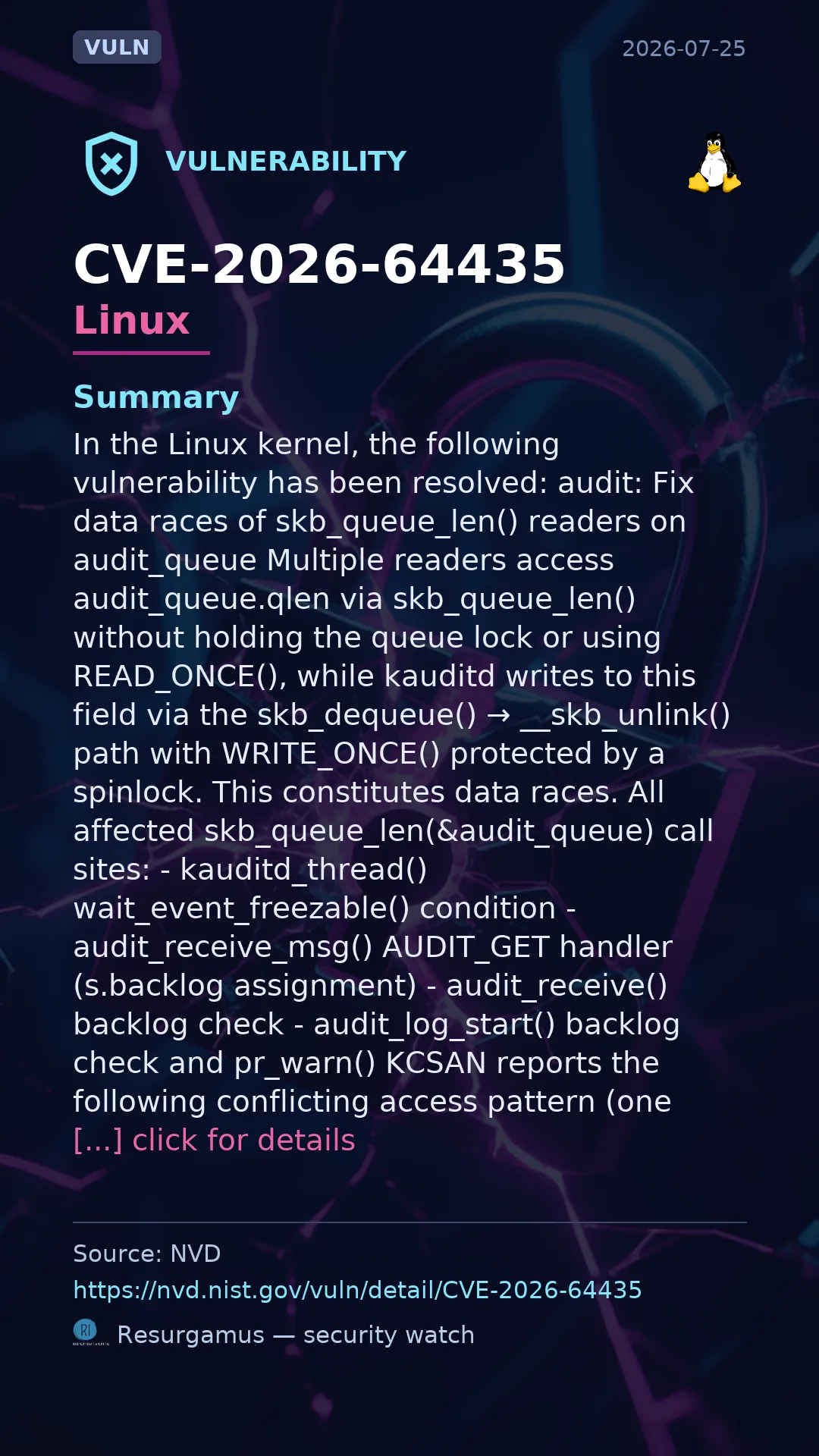 CVE-2026-64435 - Linux vulnerability