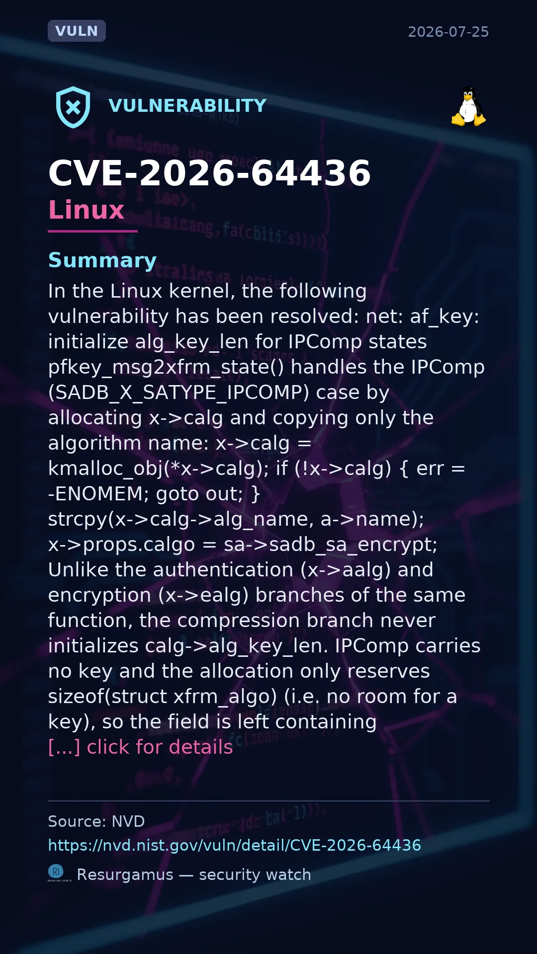 CVE-2026-64436 - Linux vulnerability