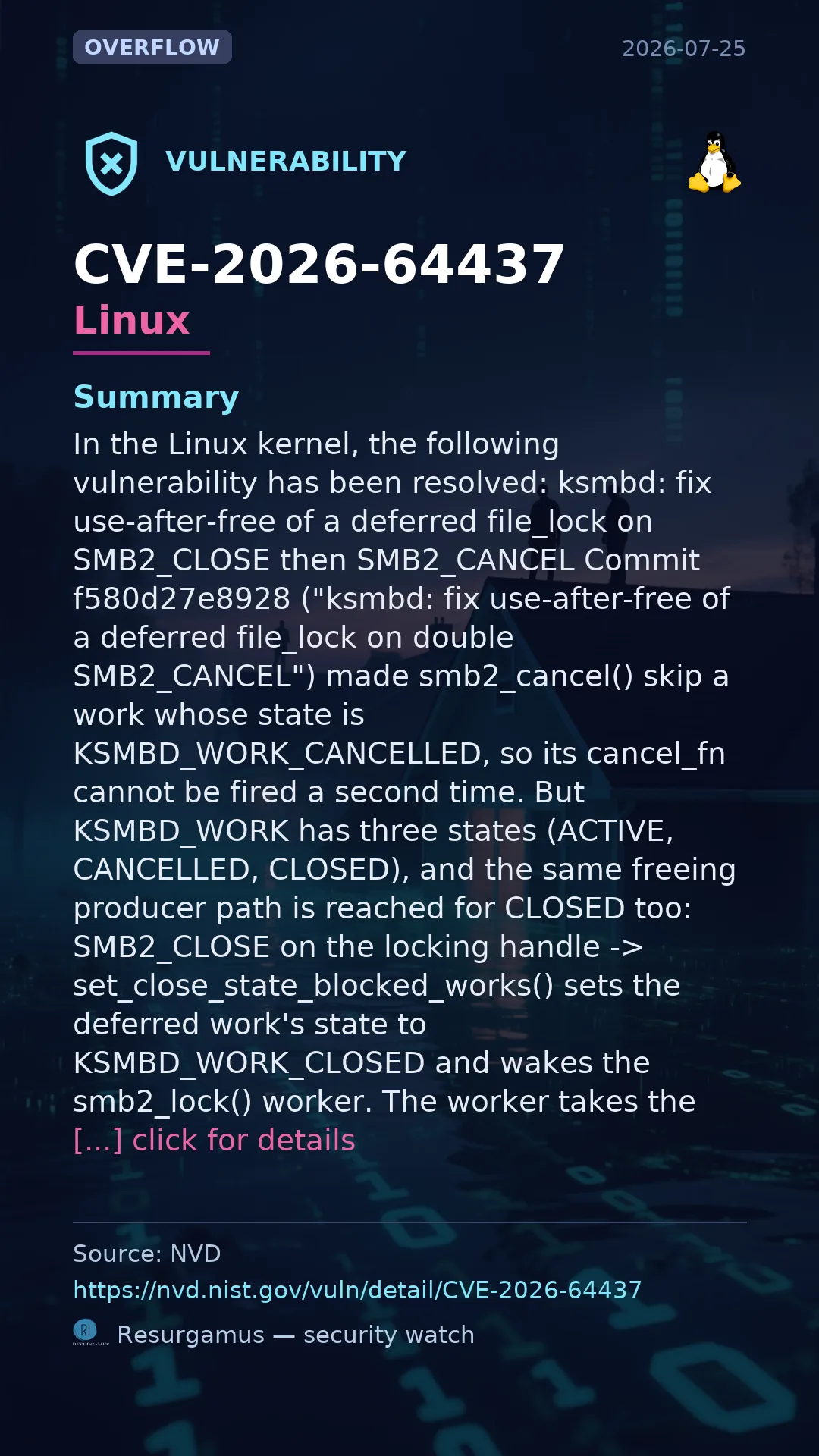 CVE-2026-64437 - Linux vulnerability