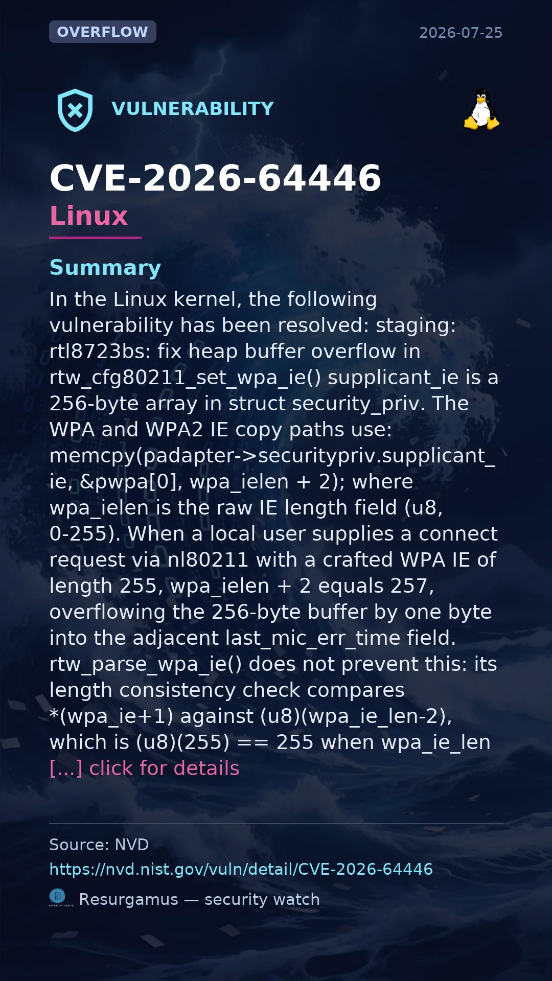 CVE-2026-64446 - Linux vulnerability