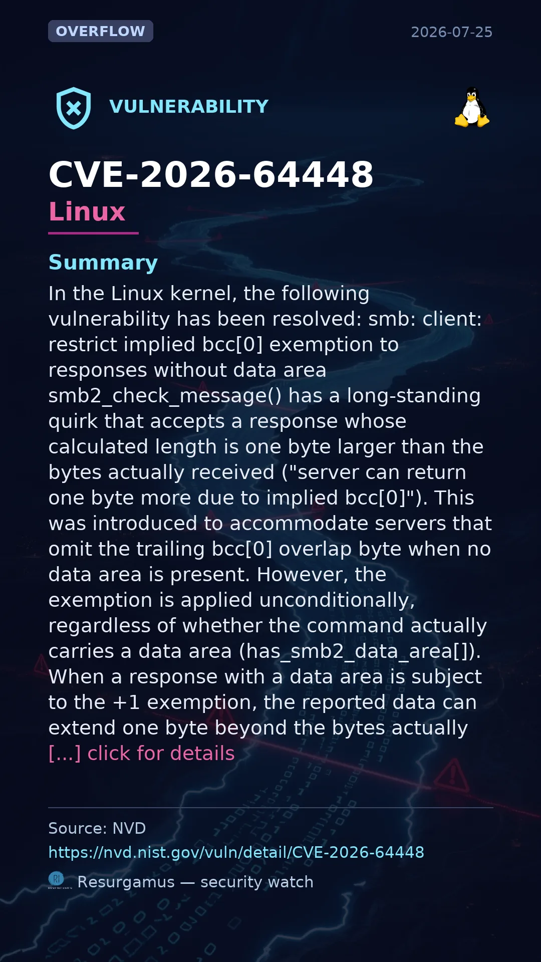 CVE-2026-64448 - Linux vulnerability
