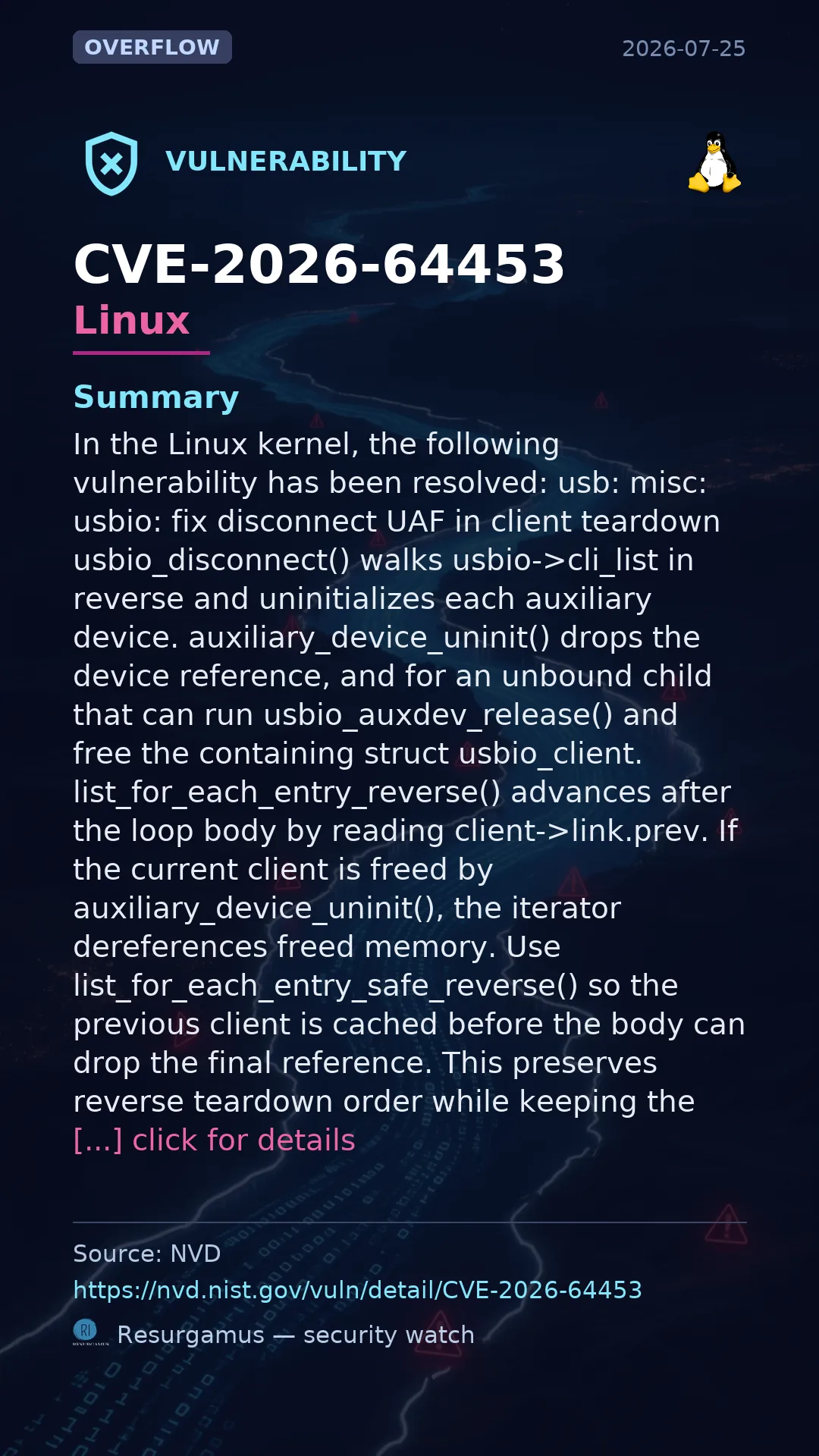 CVE-2026-64453 - Linux vulnerability