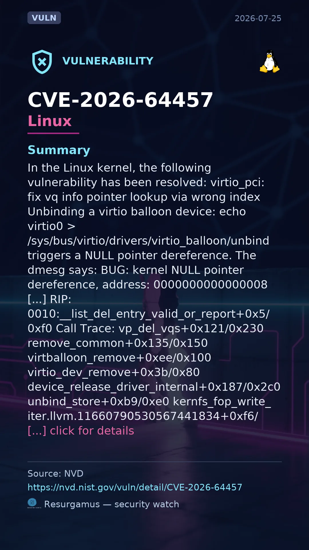 CVE-2026-64457 - Linux vulnerability
