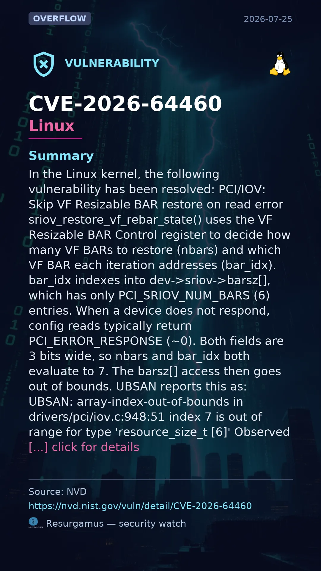 CVE-2026-64460 - Linux vulnerability