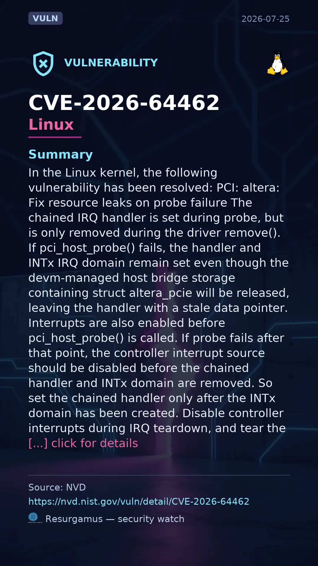 CVE-2026-64462 - Linux vulnerability
